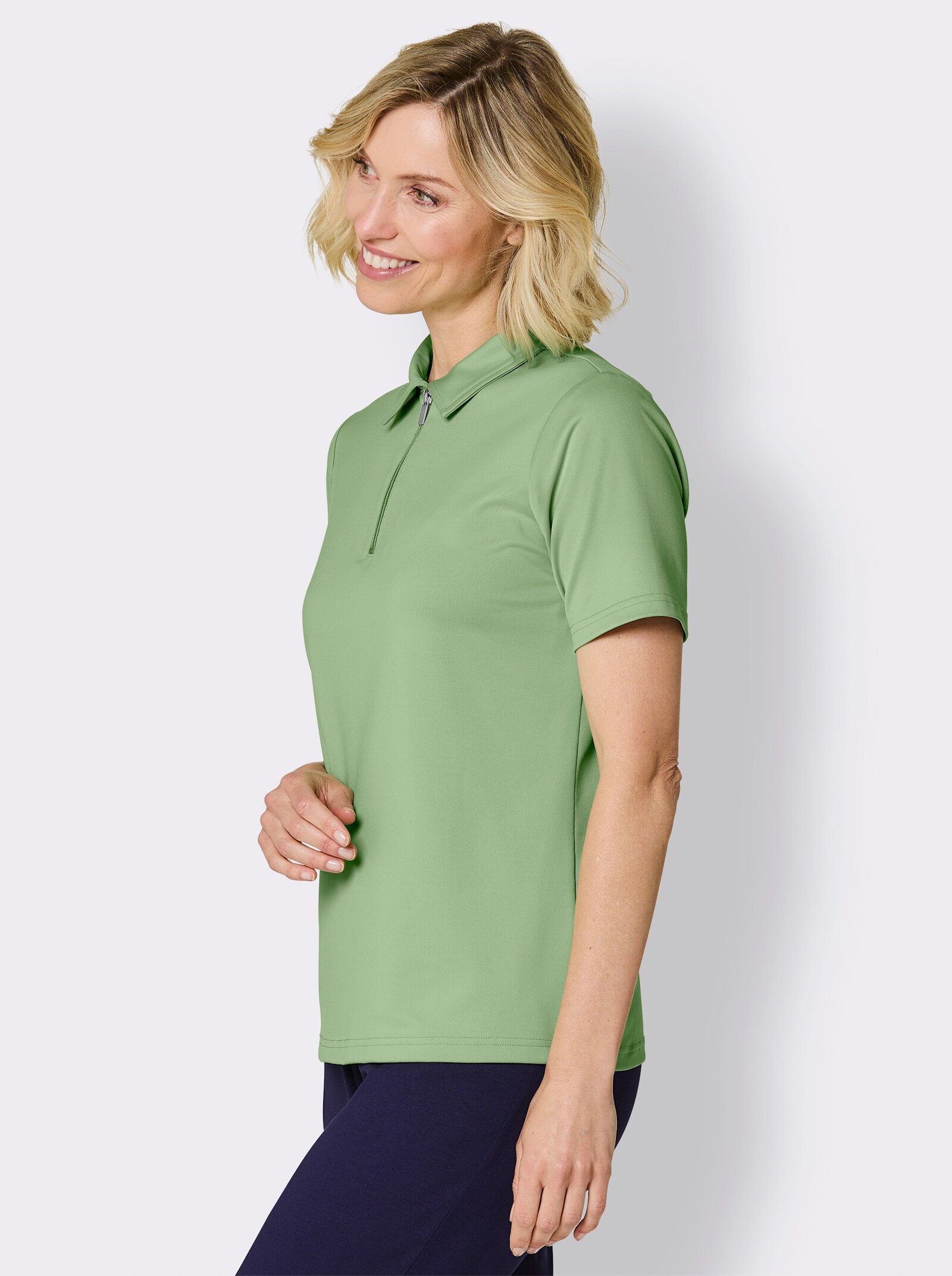 Funktionsshirt mit Reißverschluss - eucalyptus