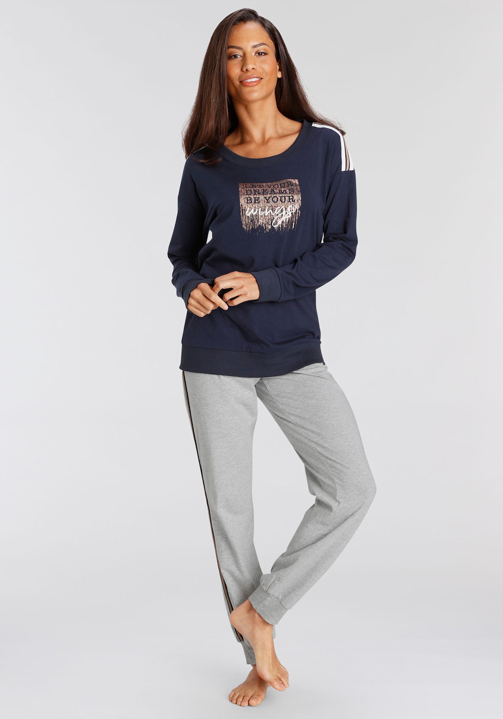 Vivance Dreams Pyjama - bleu foncé/gris chiné