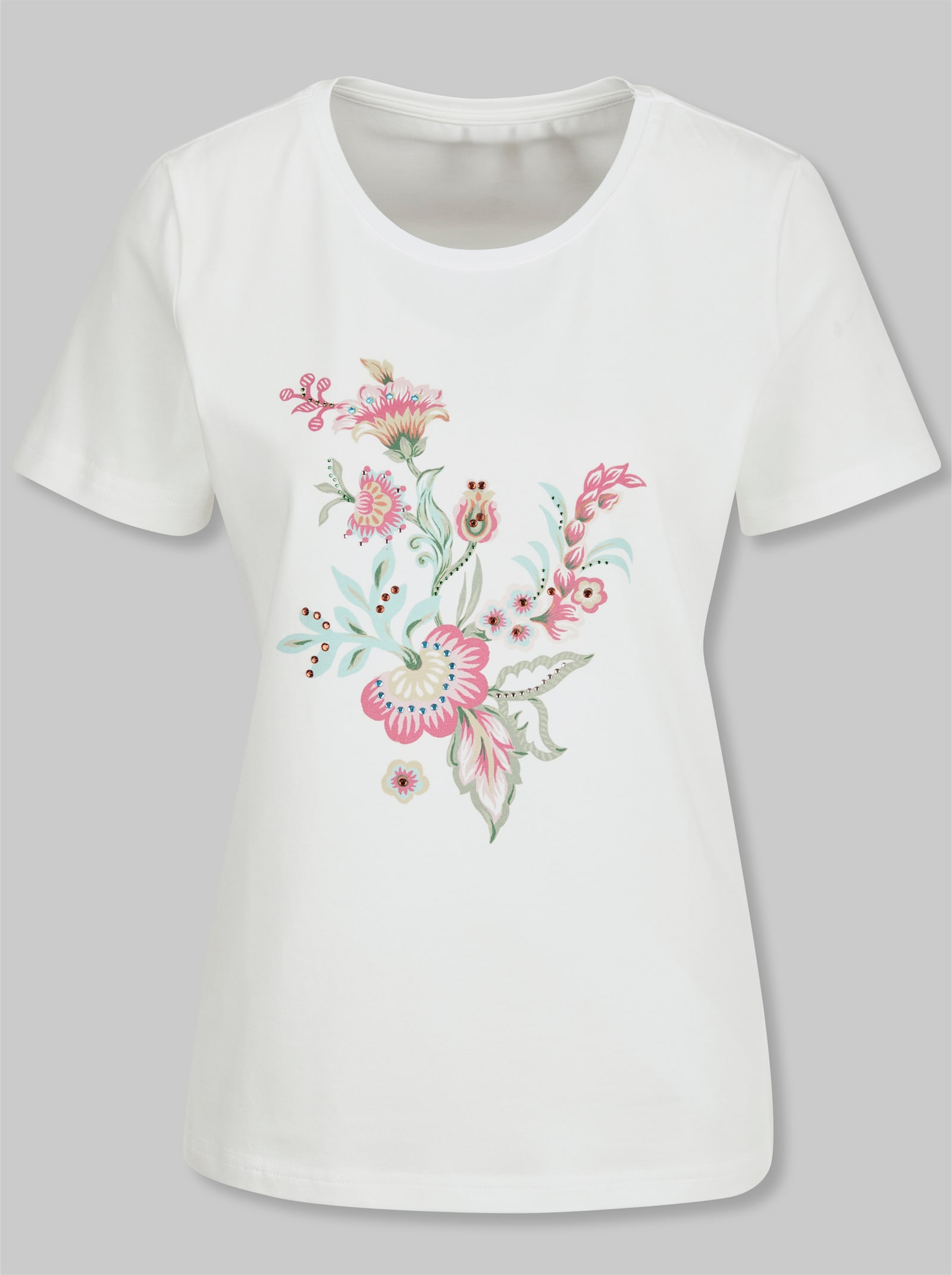 heine Kurzarmshirt mit Glitzersteinchen - ecru