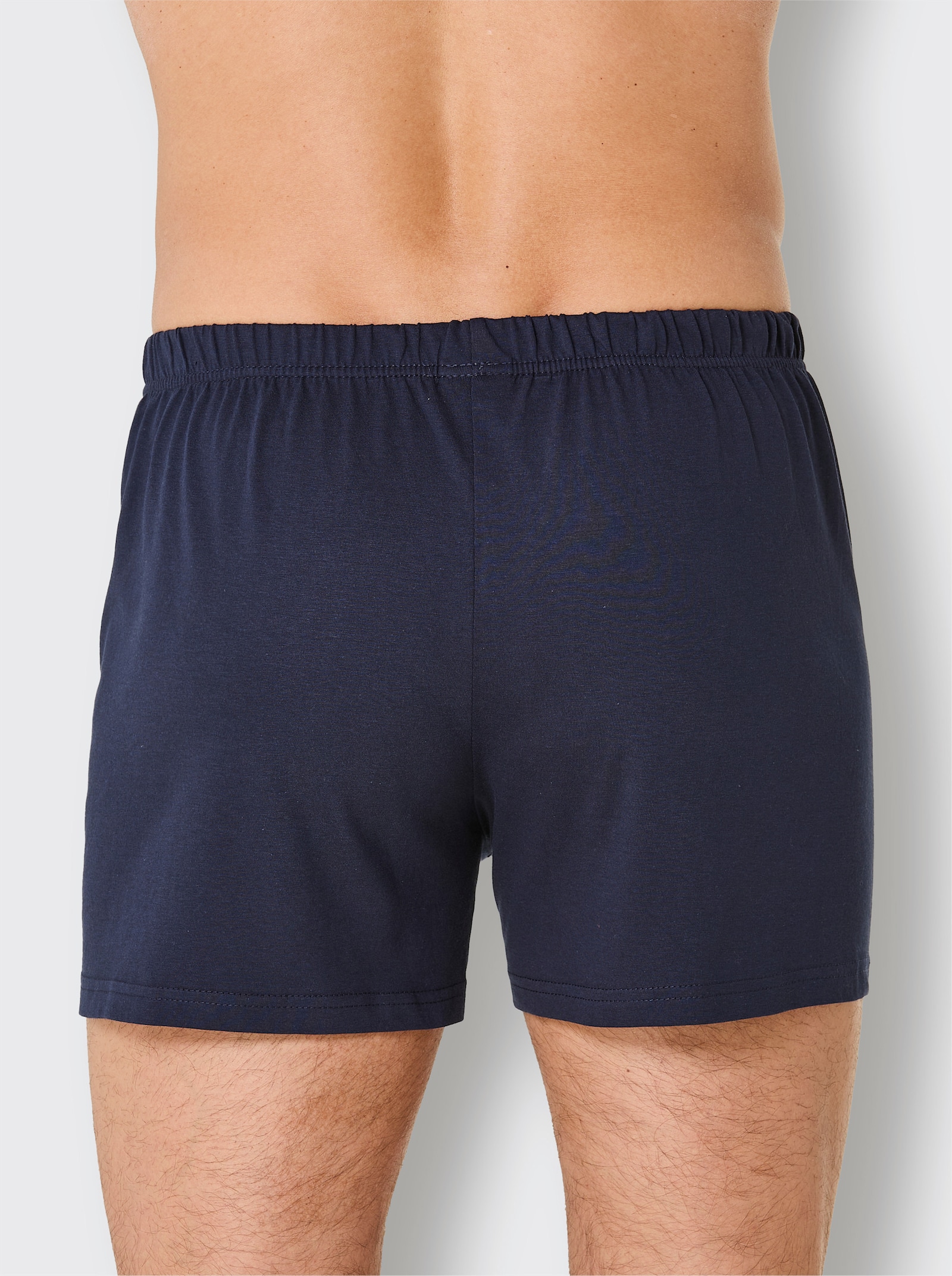 Boxershorts - marine + jeansblau-weiss-bedruckt