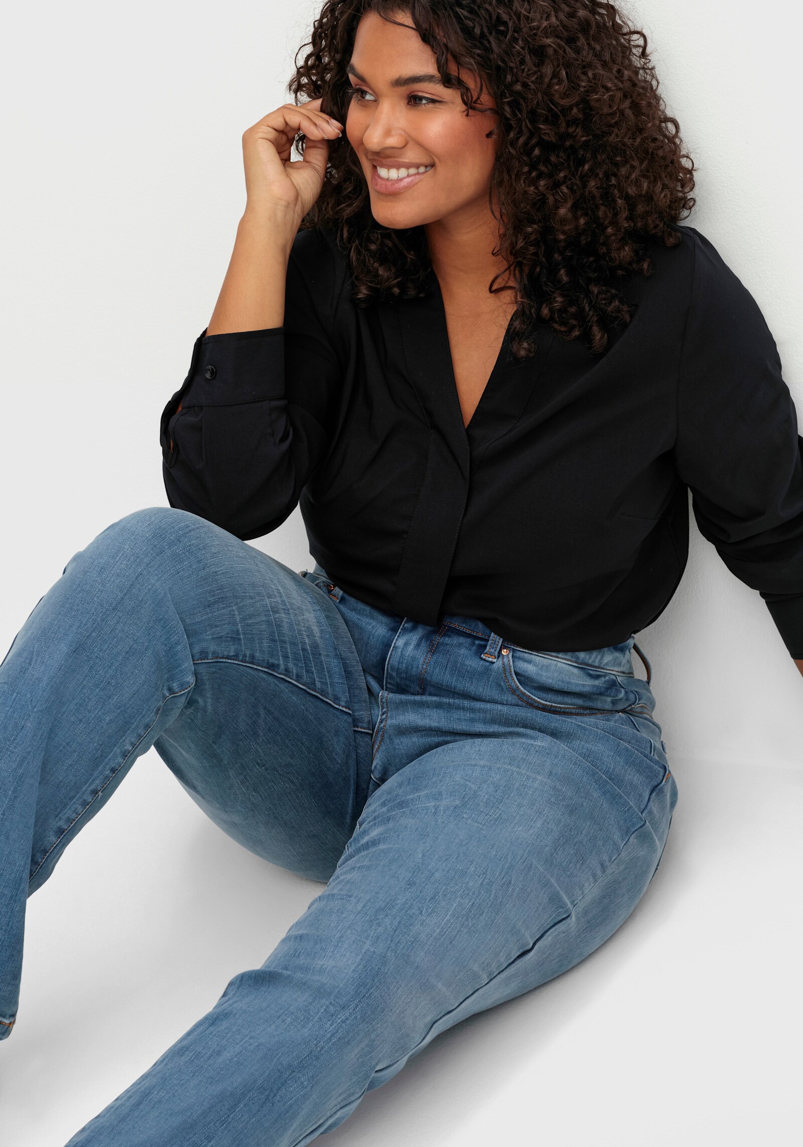 sheego Gerade Jeans mit Bodyforming-Effekt - blue denim