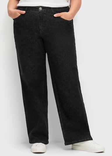 sheego Jeans in durchgehend weiter Beinform - black denim
