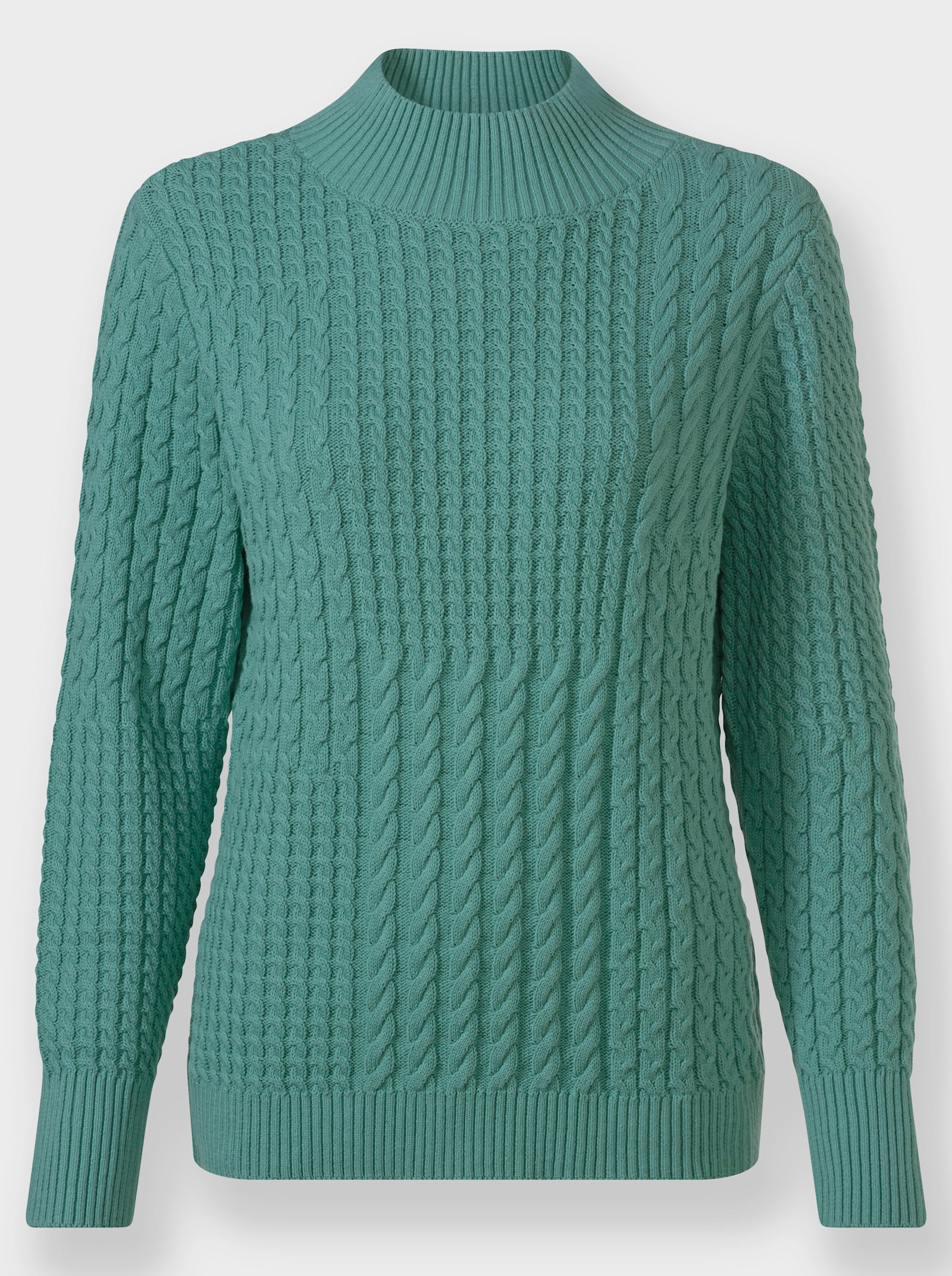 Pullover met opstaande kraag in patchworklook - salie