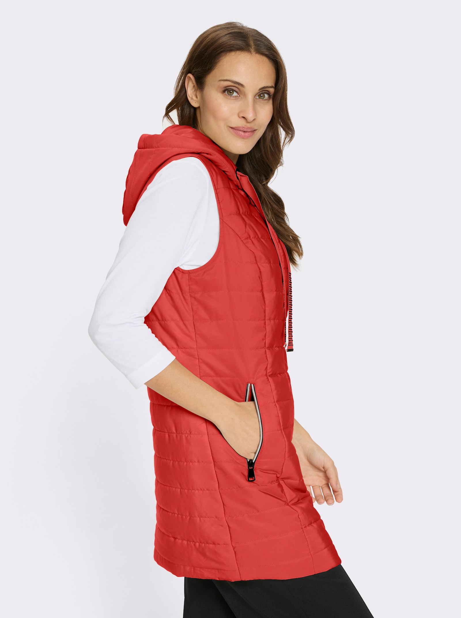 Longweste , auf Taillenhöhe weitenregulierbar - rot