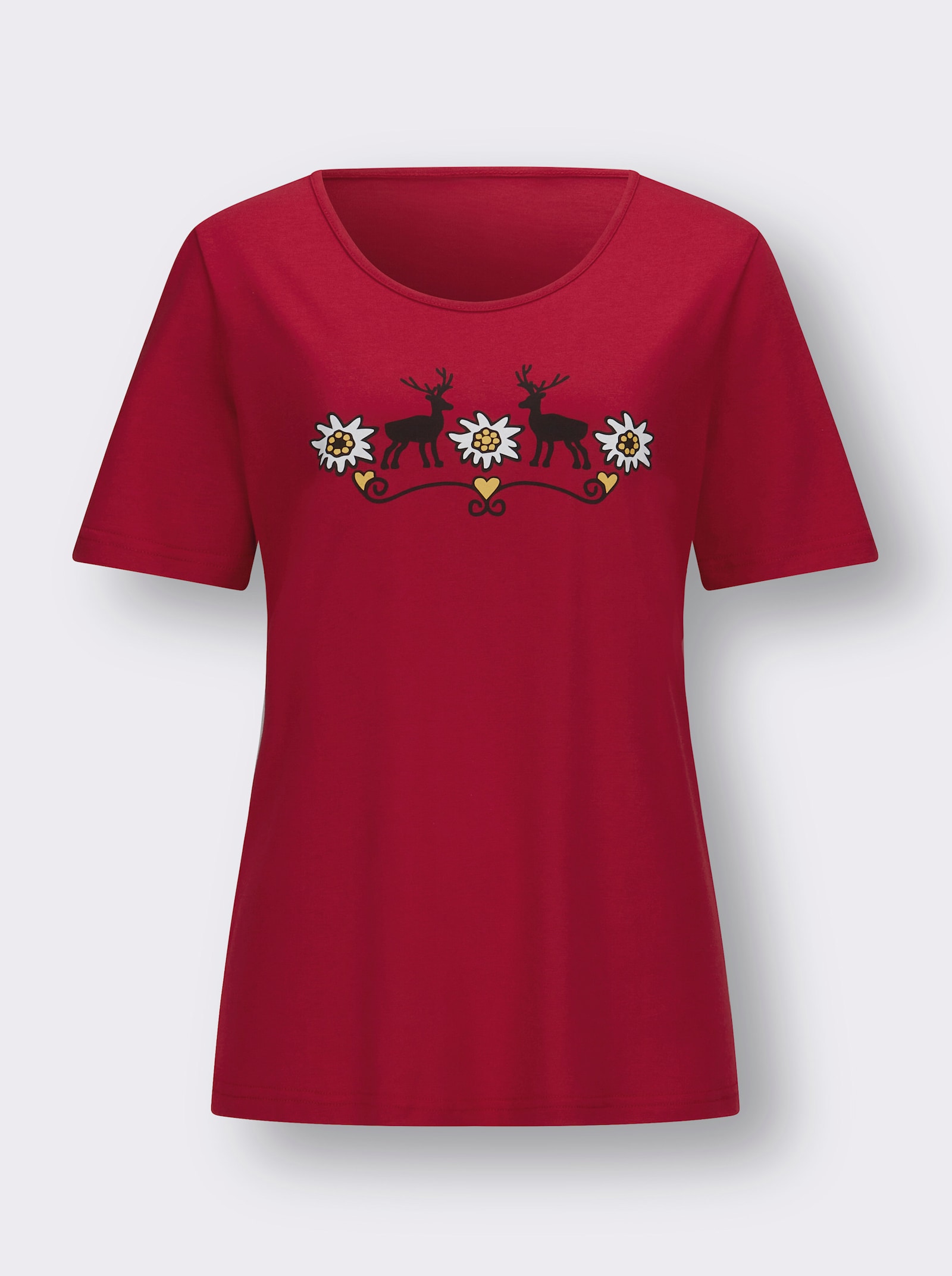 Trachtenshirt mit Rundhals-Ausschnitt - rot