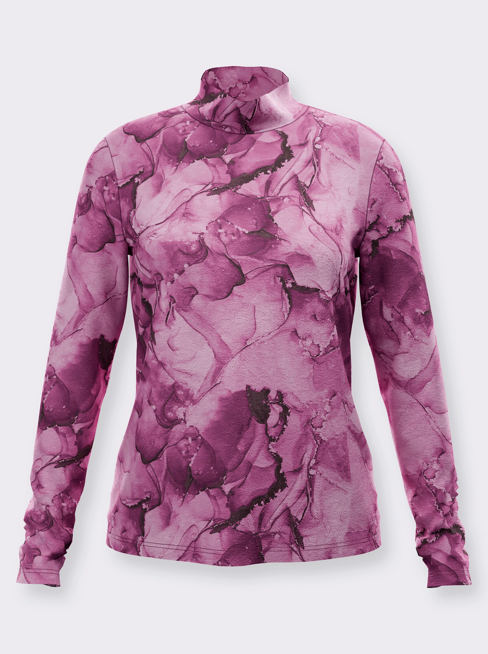 Stehkragenshirt mit Allover-Druck - malve-dunkelblau-bedruckt