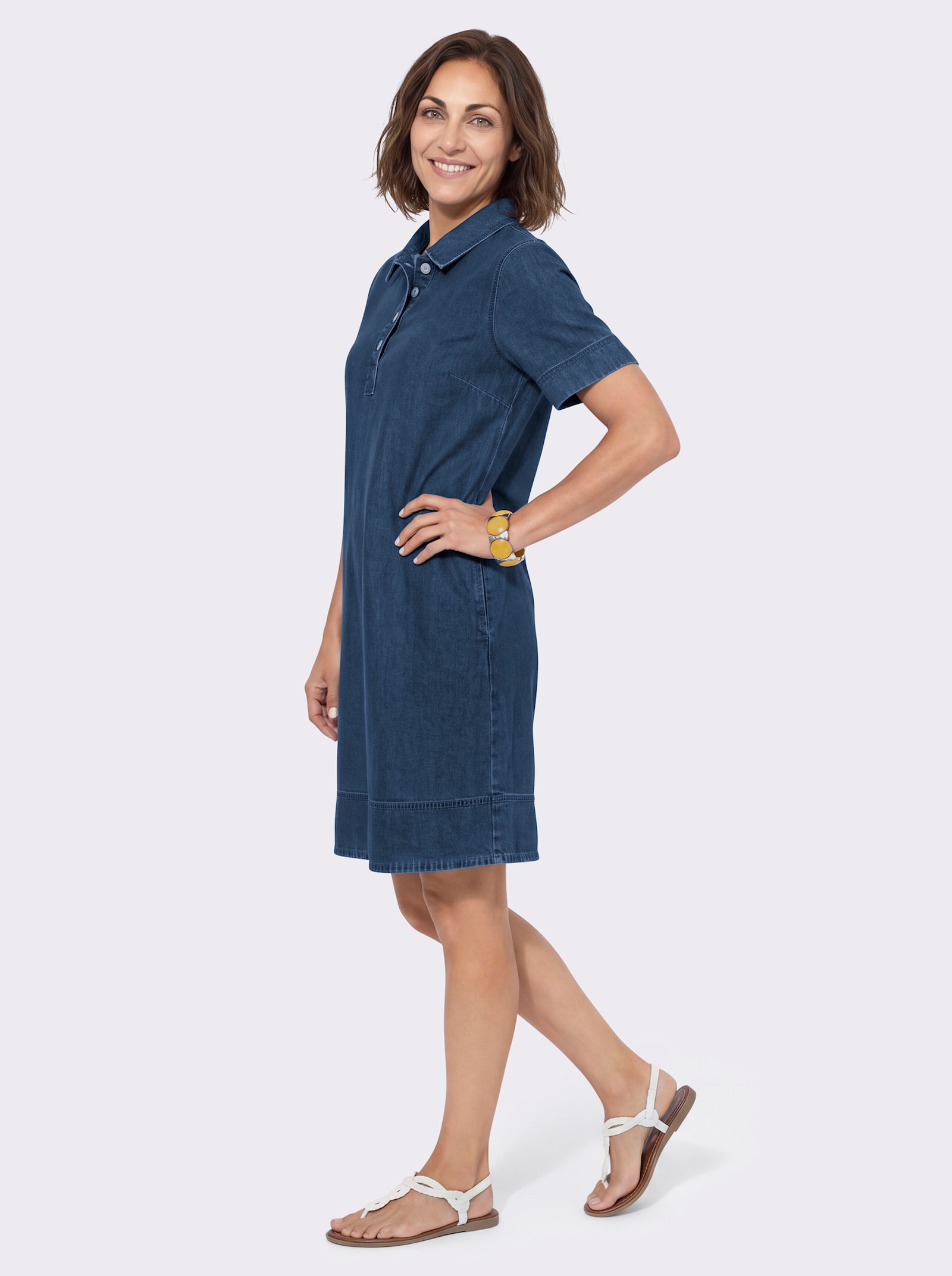 Jeanskleid in figurfreundlicher A-Linie - blue-stone-washed