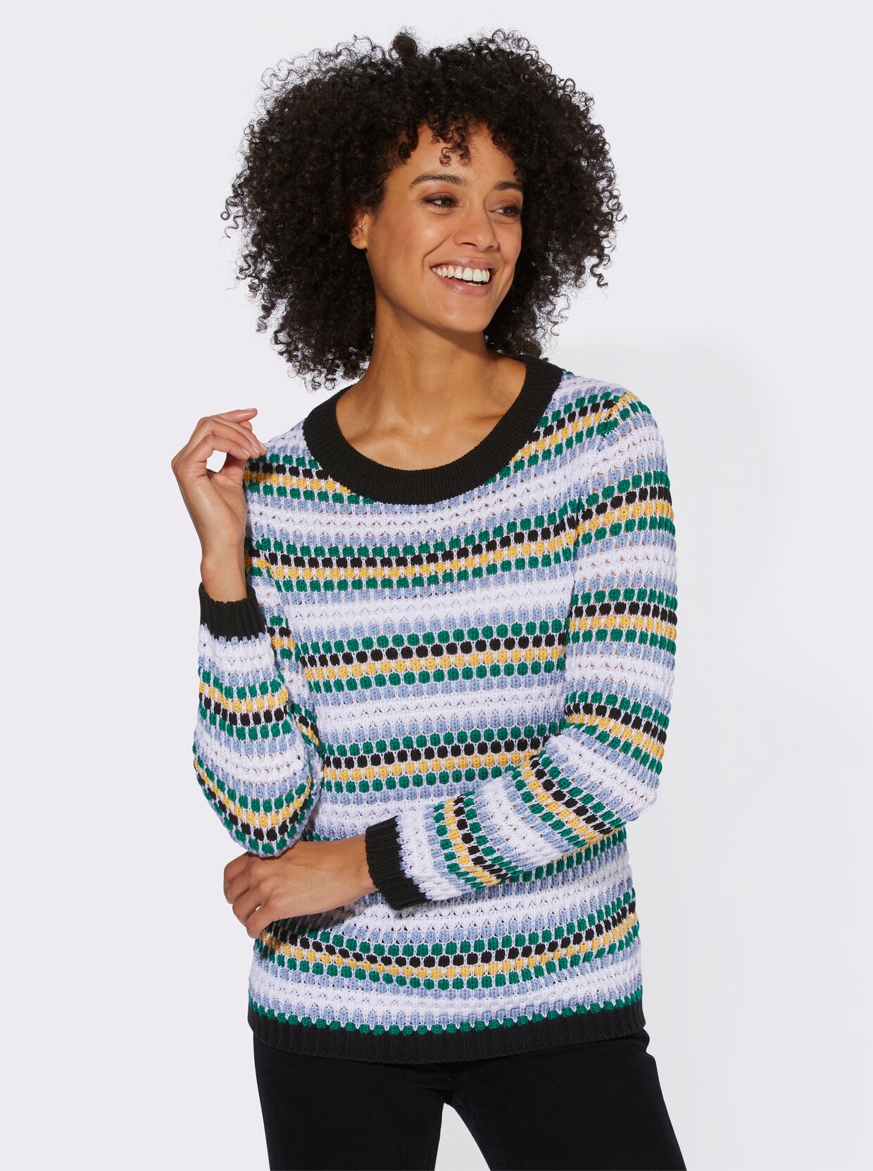 Gestreepte pullover - wit/groen gestreept