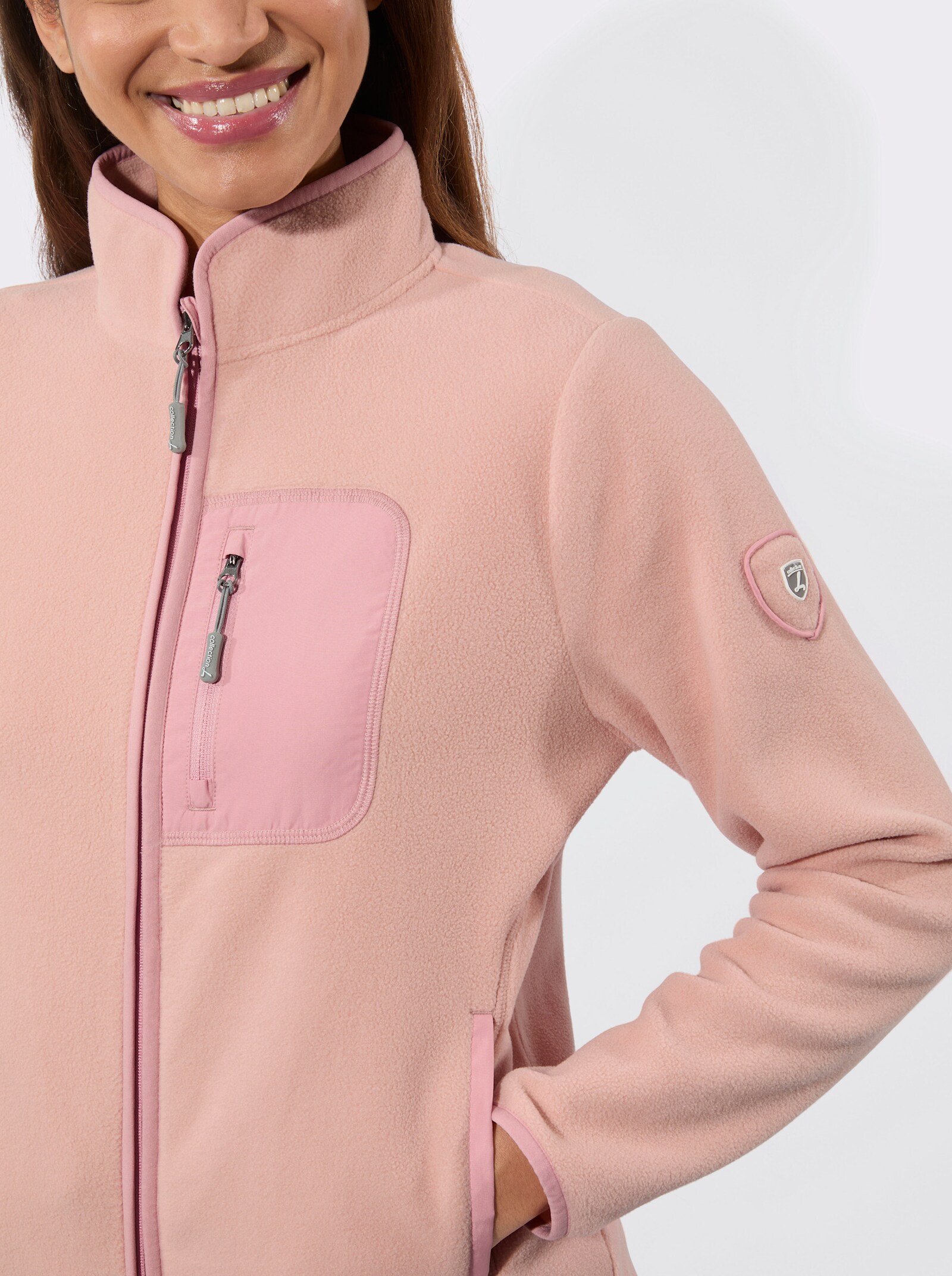 Fleecejacke mit Reißverschluss - puder