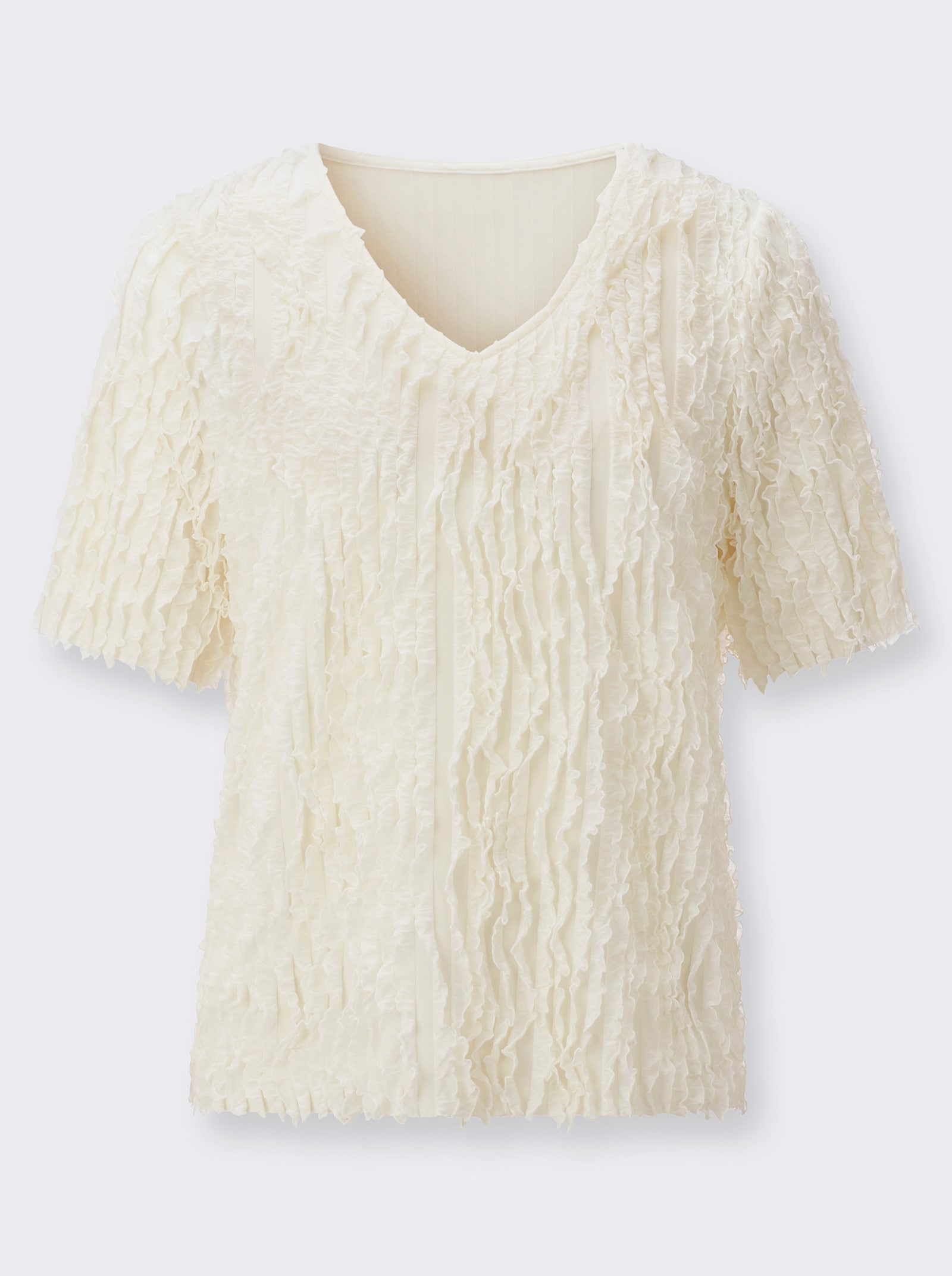Kurzarmshirt in 3D-Optik - champagner