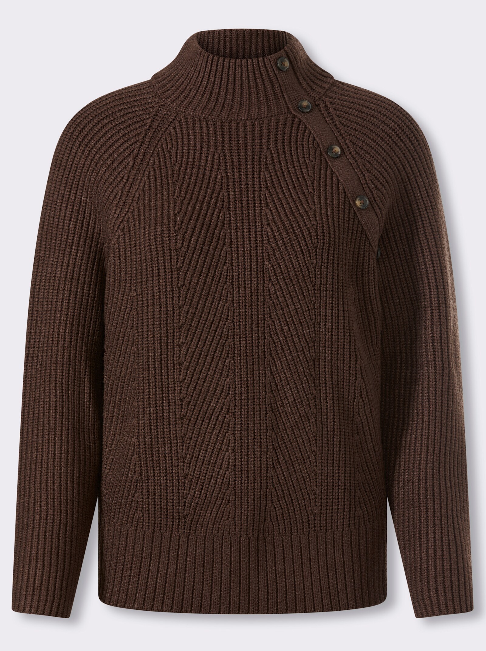 heine Pullover mit Zierknöpfen - schoko