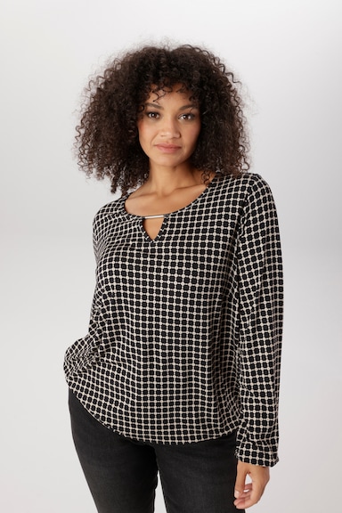Aniston PLUS Langarmshirt - beige-schwarz