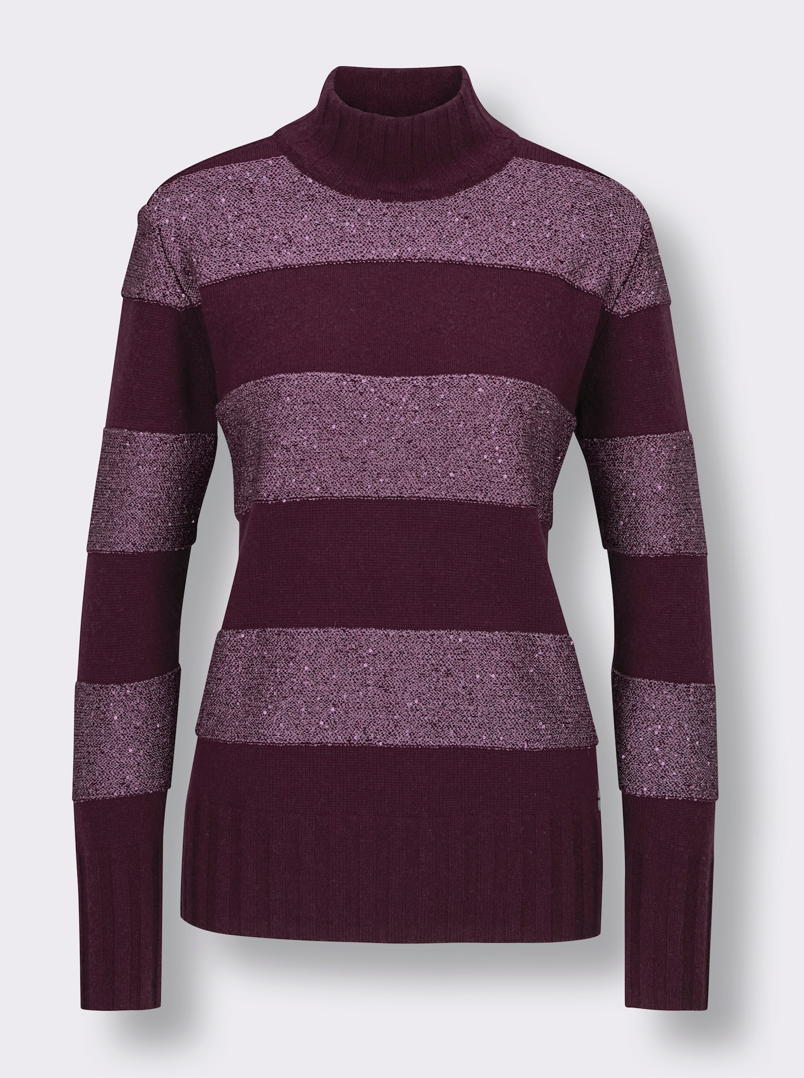 CREATION L PREMIUM Wollpullover mit Paillettengarn - burgund