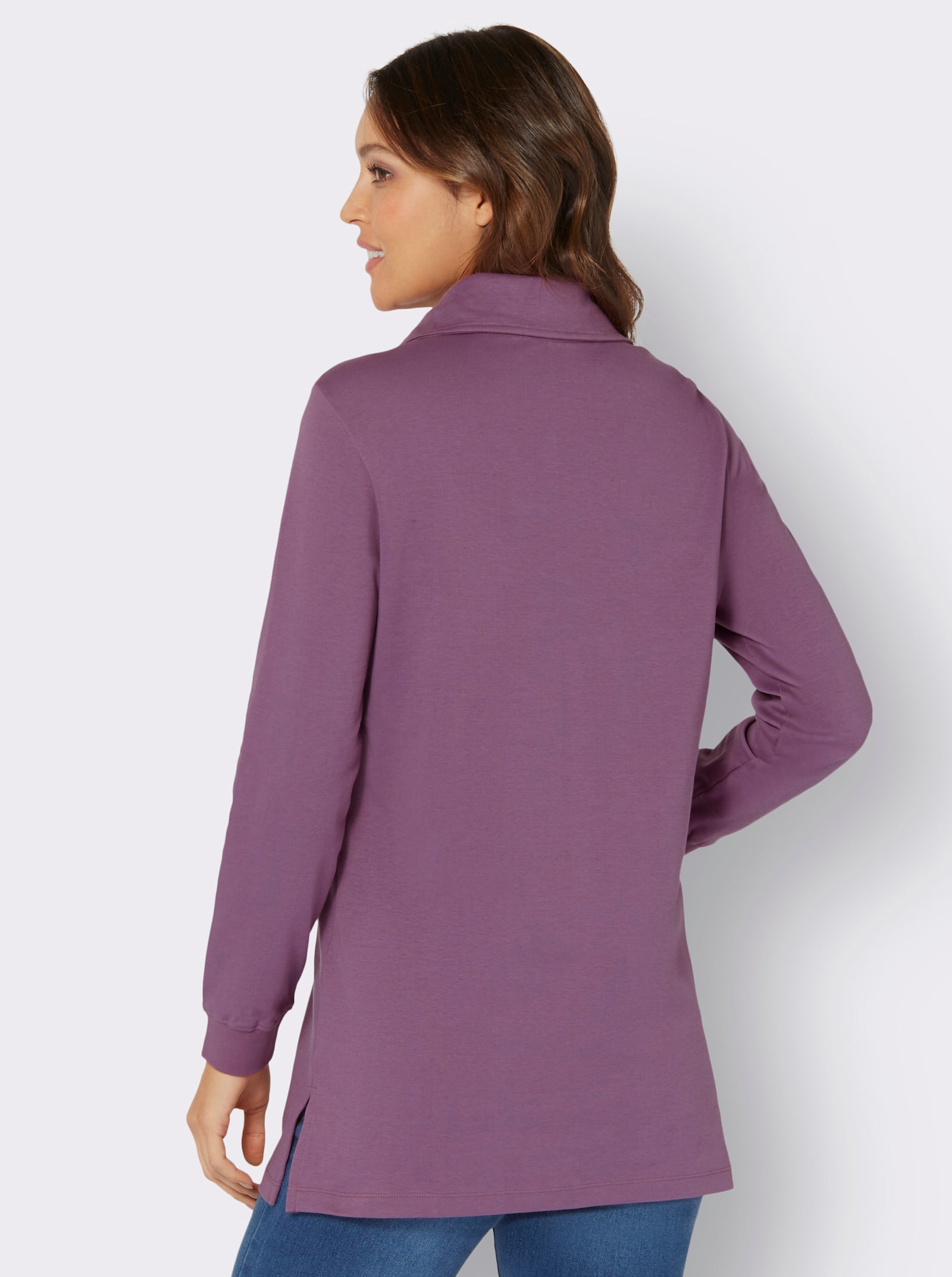 Lang sweatshirt met platte kraag - violet