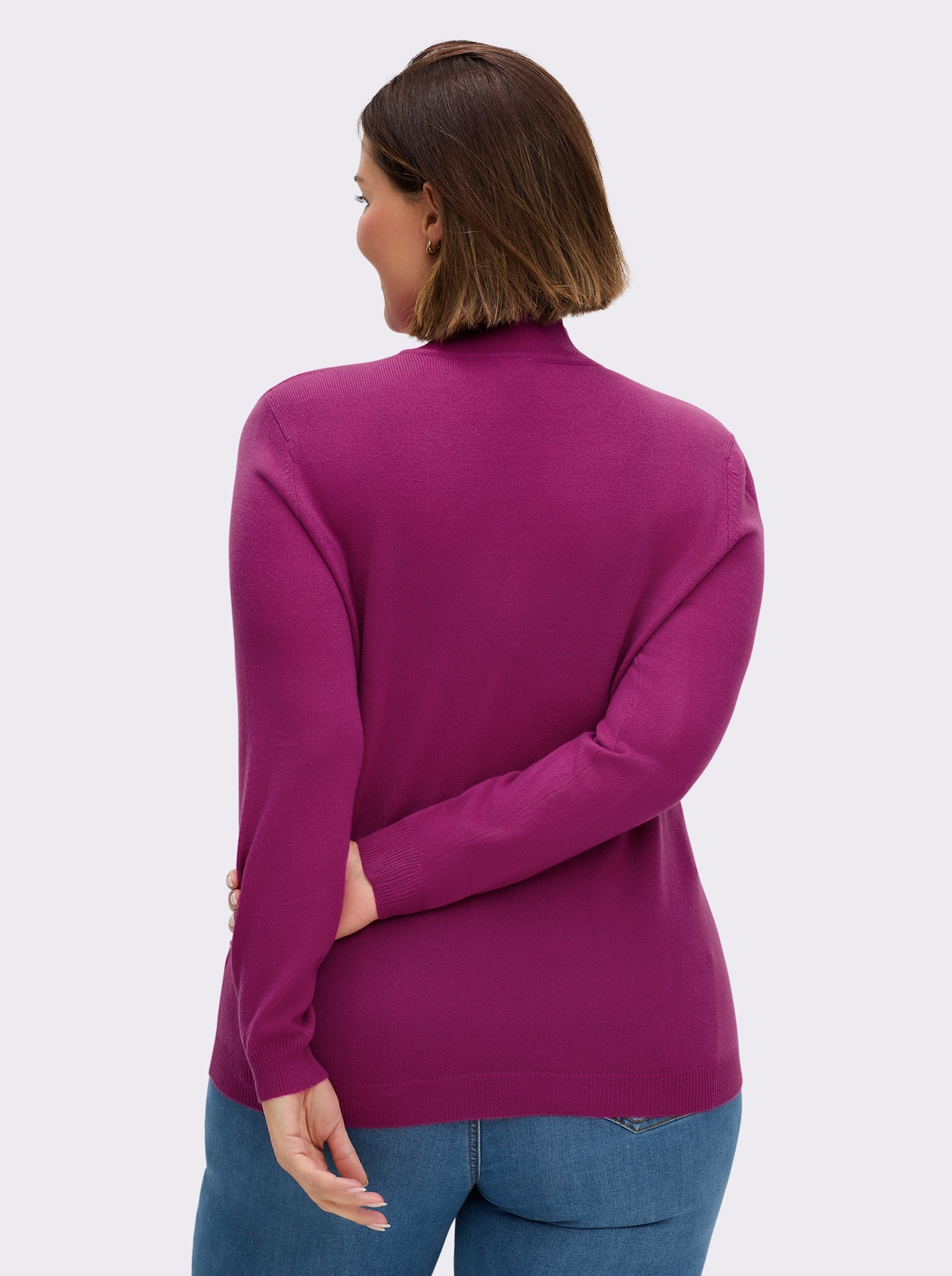 Stehkragenpullover weich wie Kaschmir - magenta
