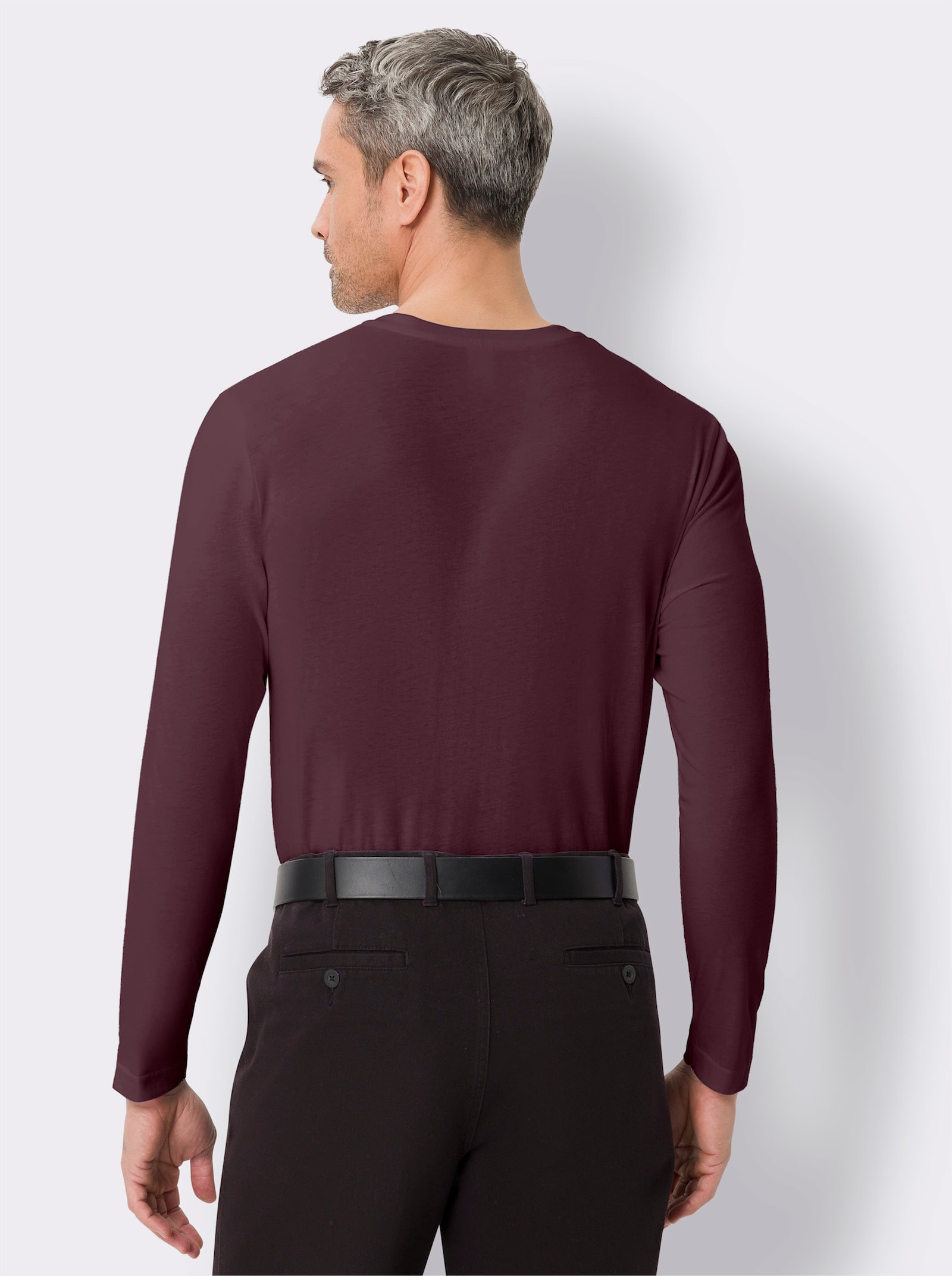 Langarmshirt mit Knopfleiste - burgund