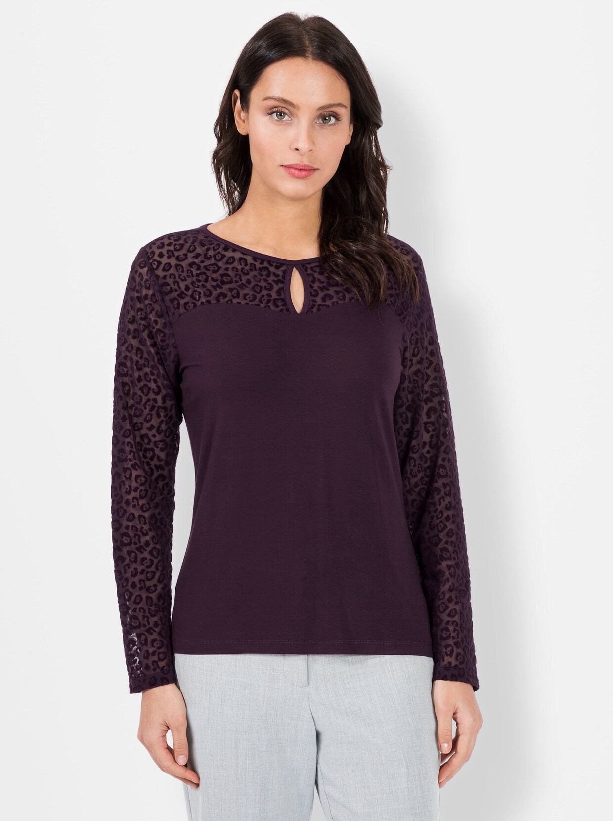 Langarmshirt - aubergine