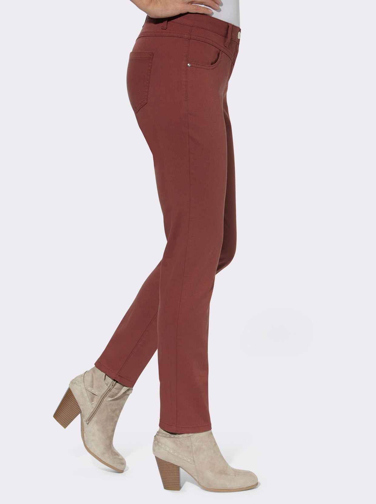 pantalon extensible - marron rouge