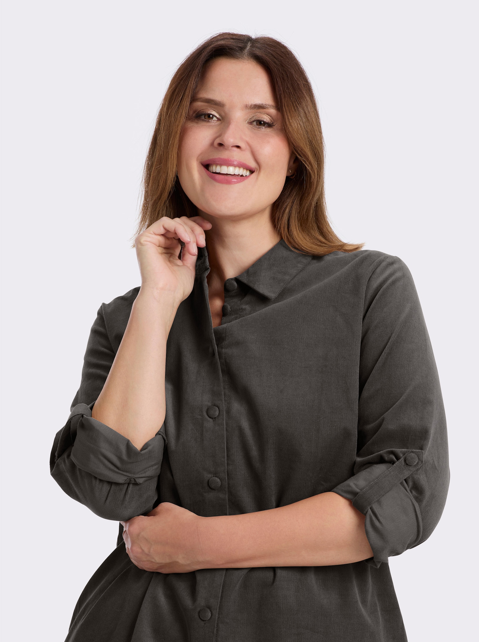 Hemdbluse in Cord-Qualität - graphit