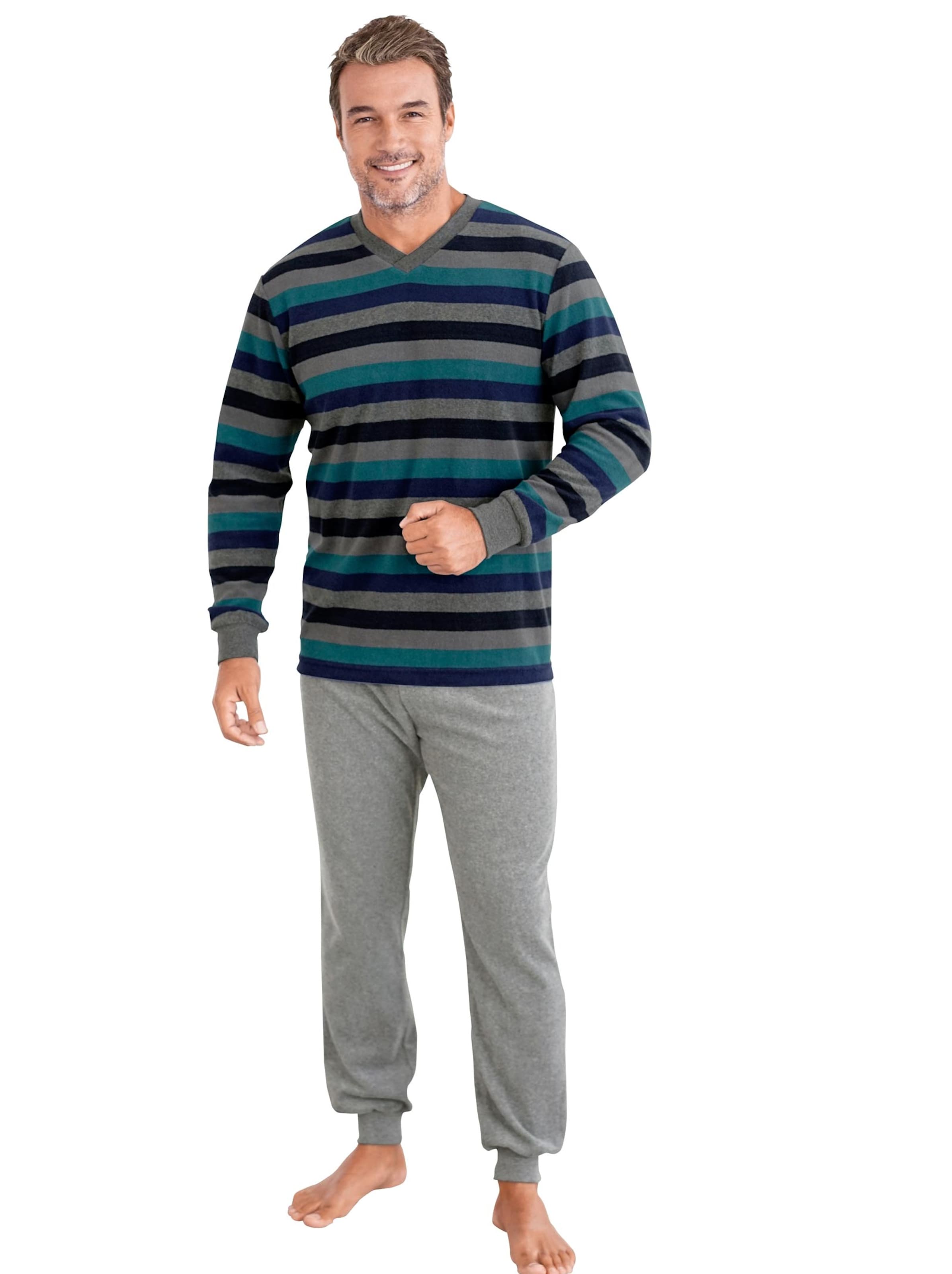 Schlafanzug - grau-geringelt