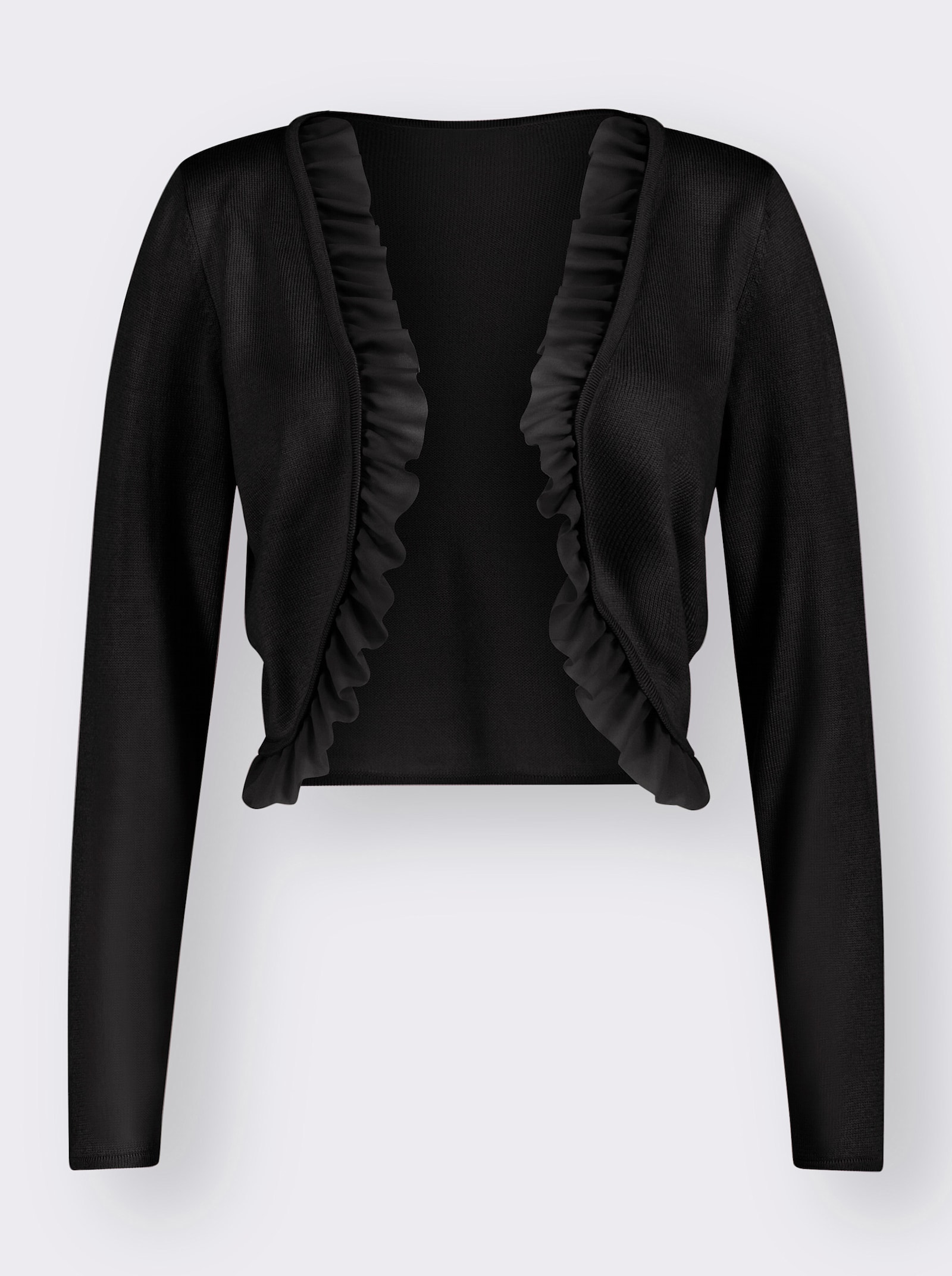 Bolero so šifónovými volánmi - čierna