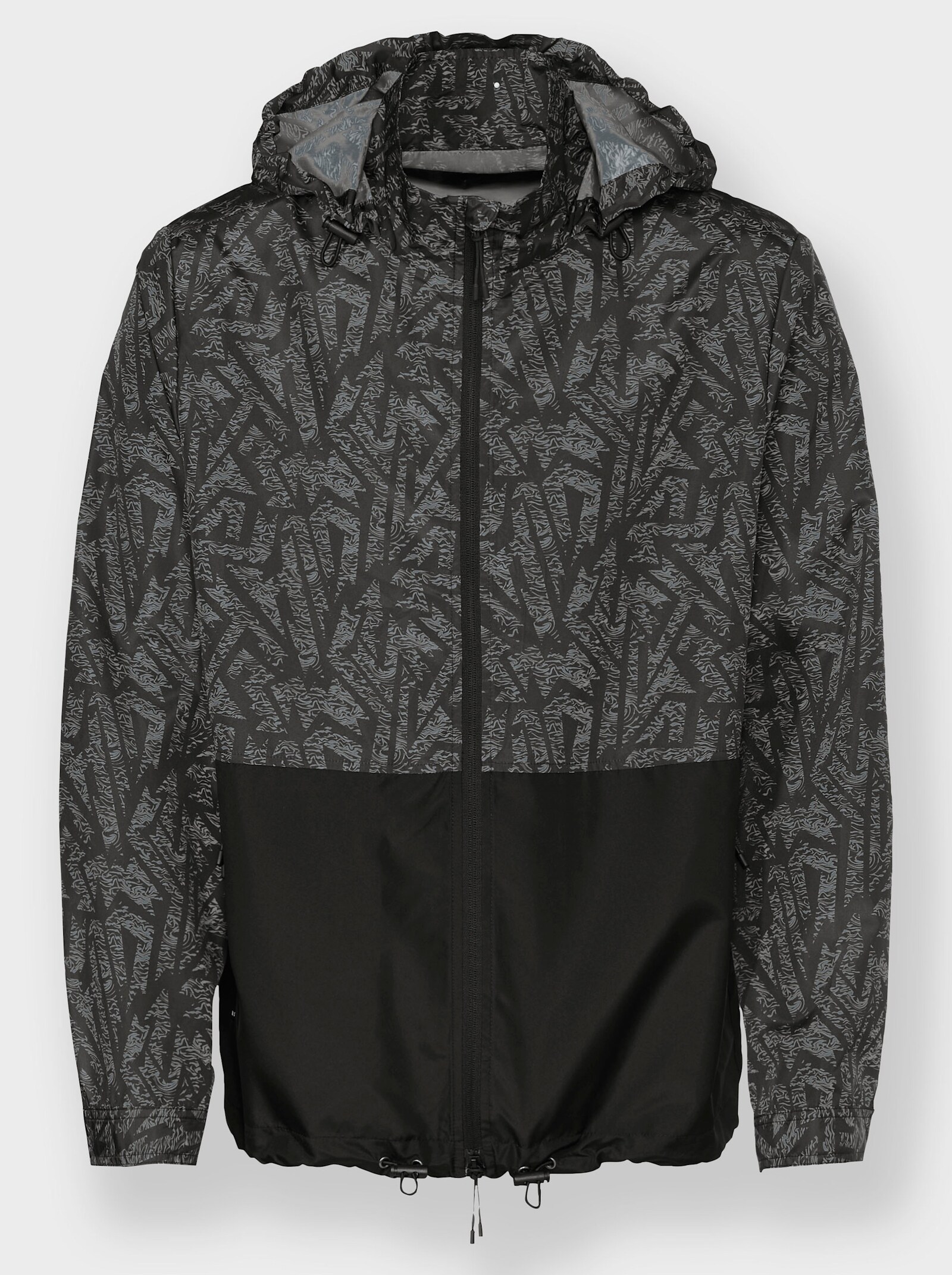 Catamaran Sports Sportjack met in wijdte verstelbare capuchon, mouwen en zoom - zwart gedessineerd