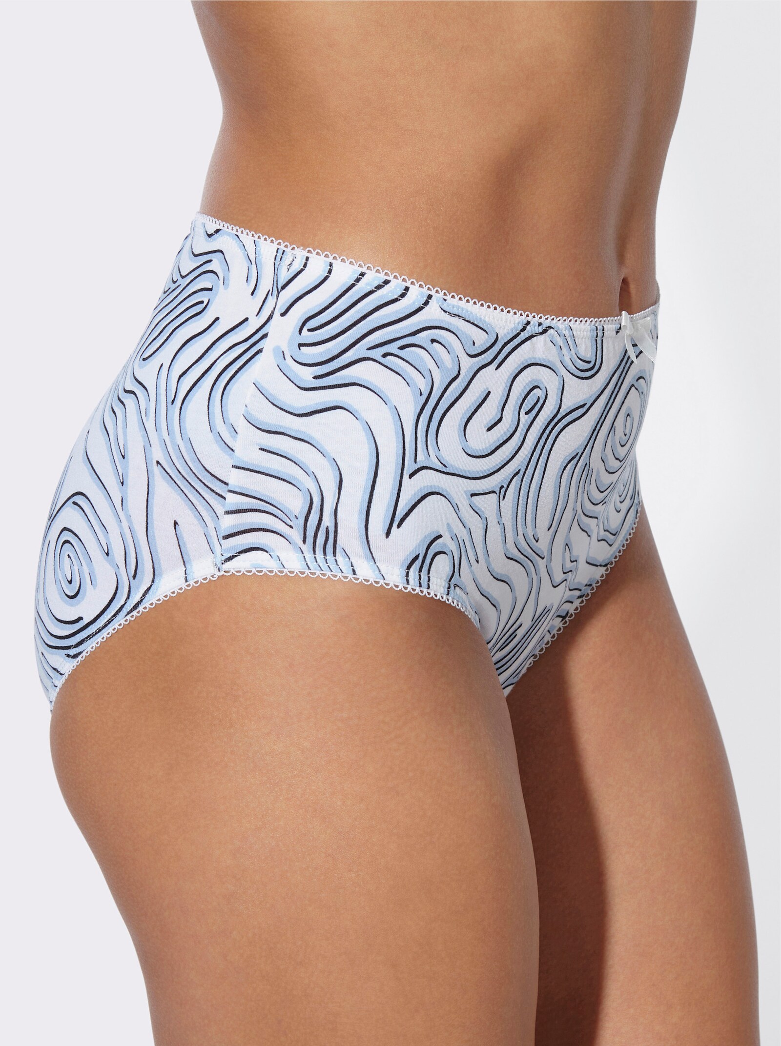 Hüftslip in der 4-Stück-Packung - ecru-bedruckt + eisblau + ecru + schwarz