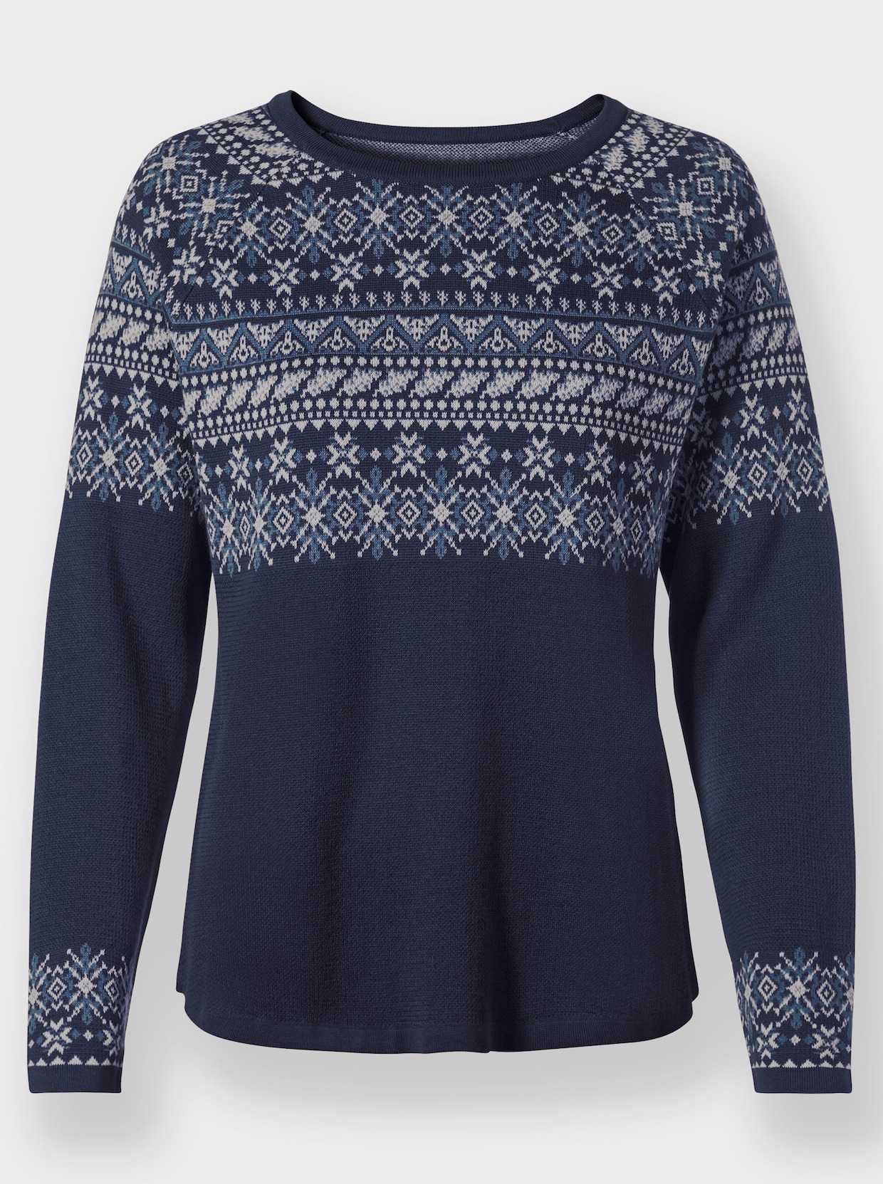 Pullover - marine-ecru-gemustert