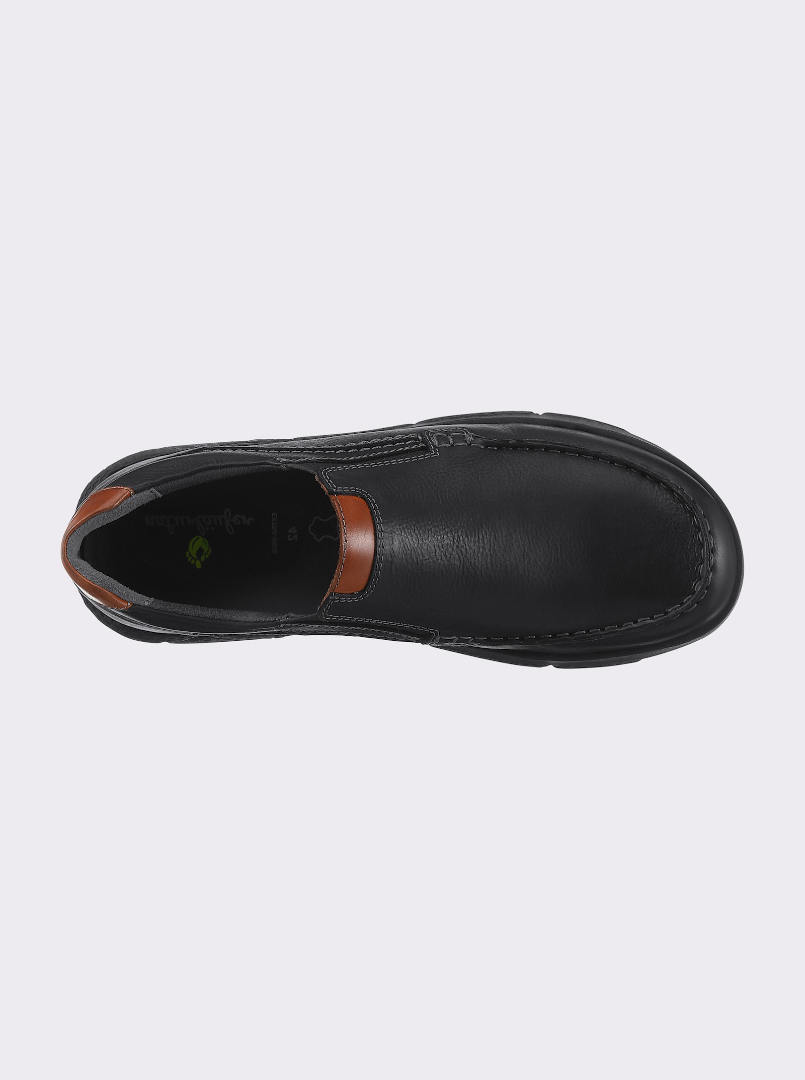 Naturläufer Slipper mit Leder-Wechselfussbett - schwarz