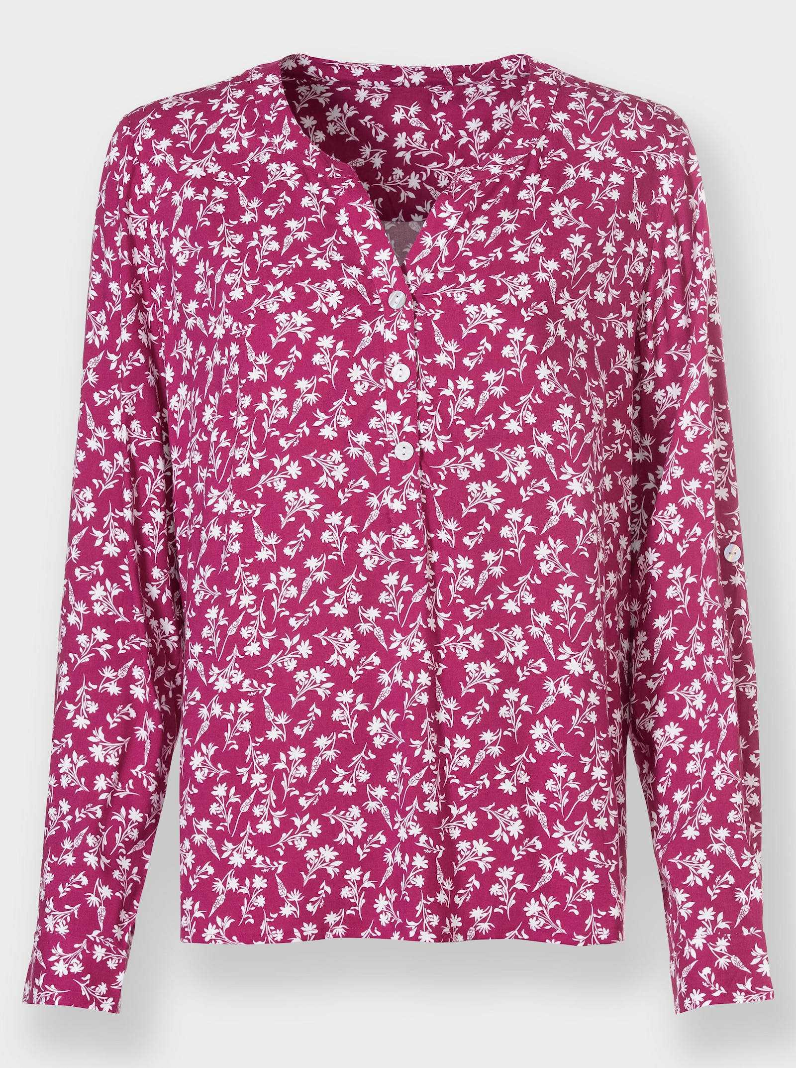 Druckbluse im Blüten-Dessin - malve-weiß-bedruckt