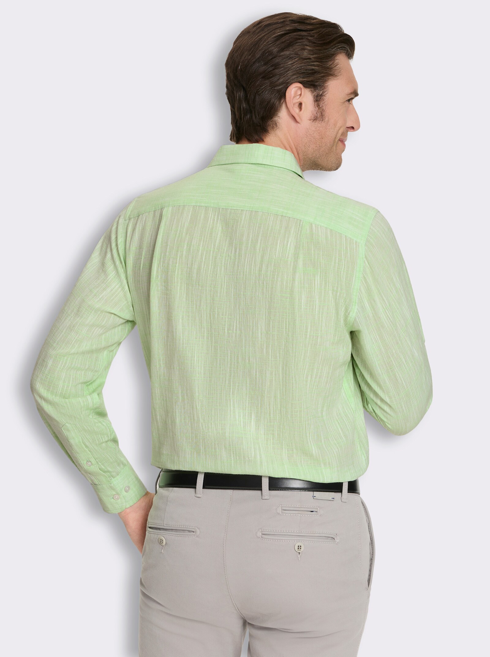 Marco Donati Langarmhemd in Two-tone-Flammgarn - reseda