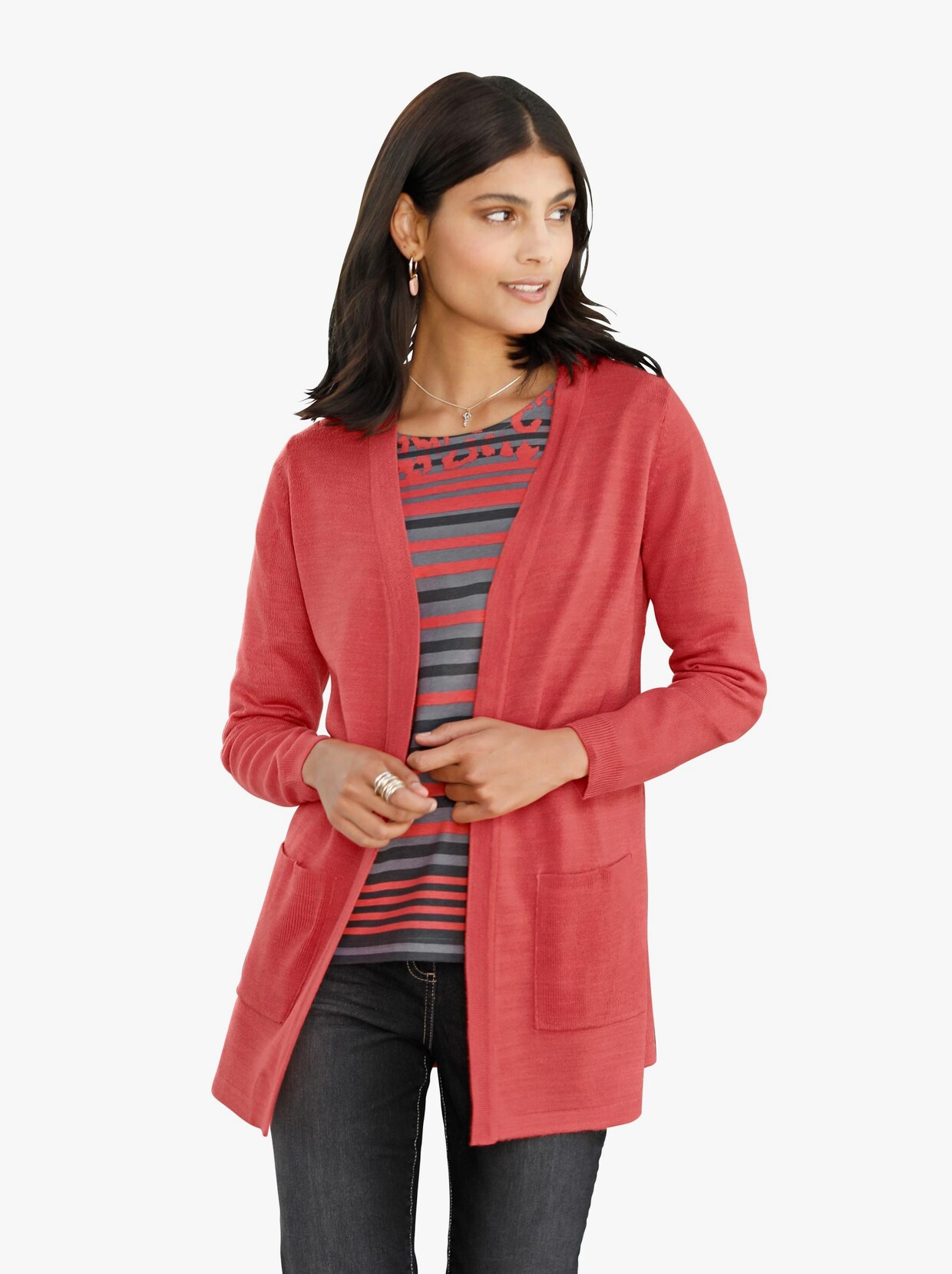 Longstrickjacke - grapefruit
