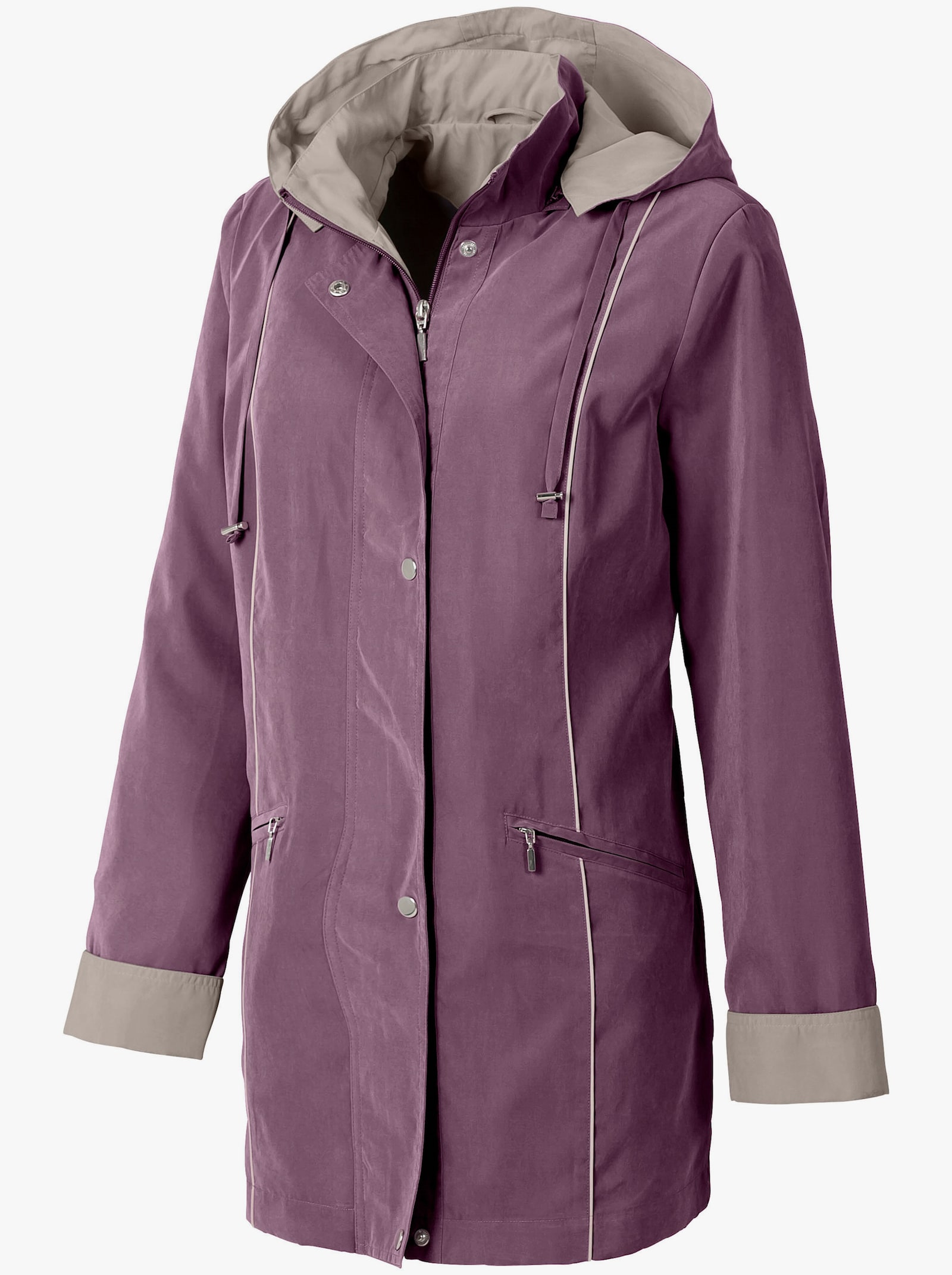 Microfaserjacke mit verdecktem Reißverschluss - altrosé