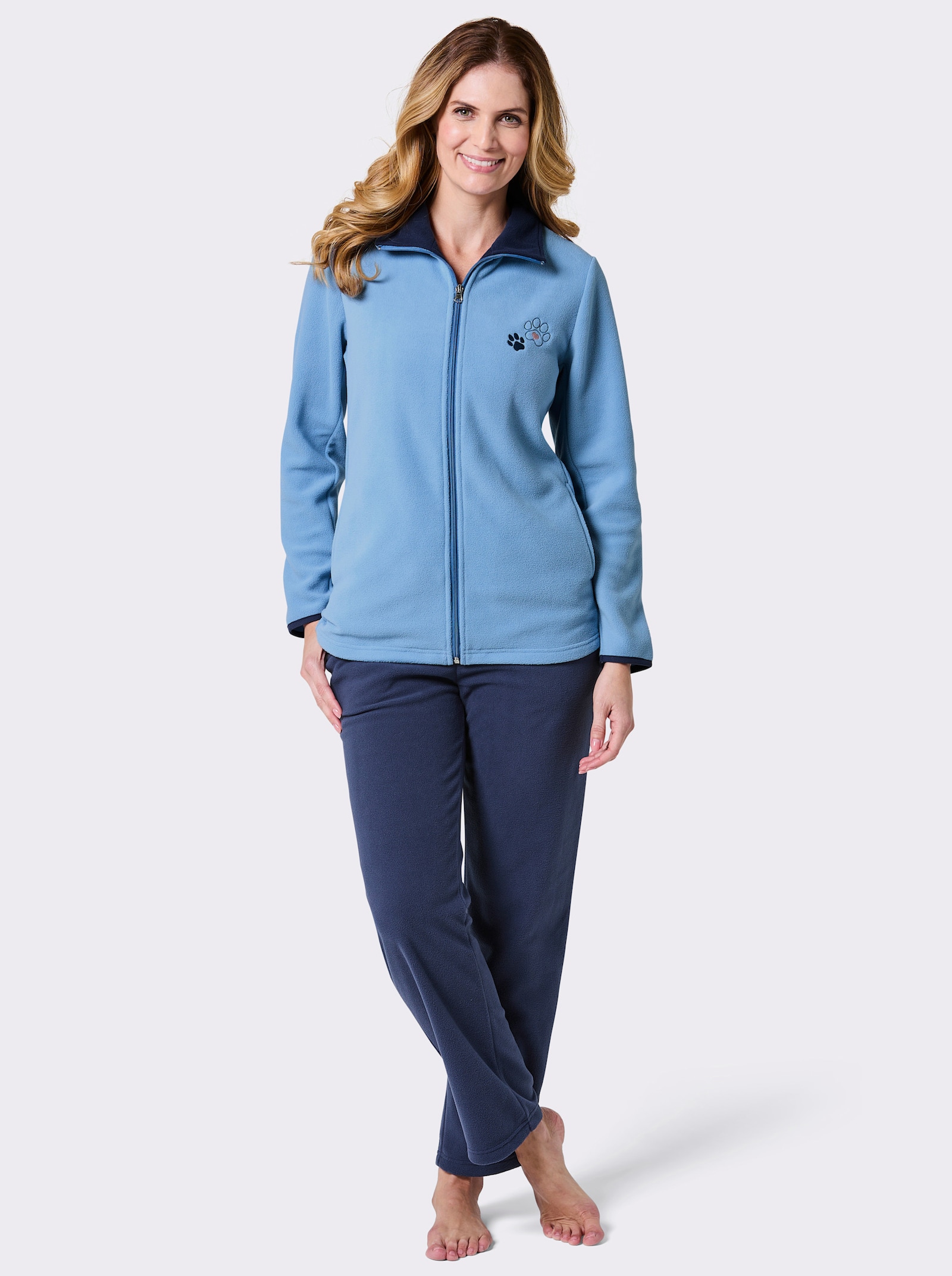 feel good Hausanzug aus Fleece - bleu-jeansblau