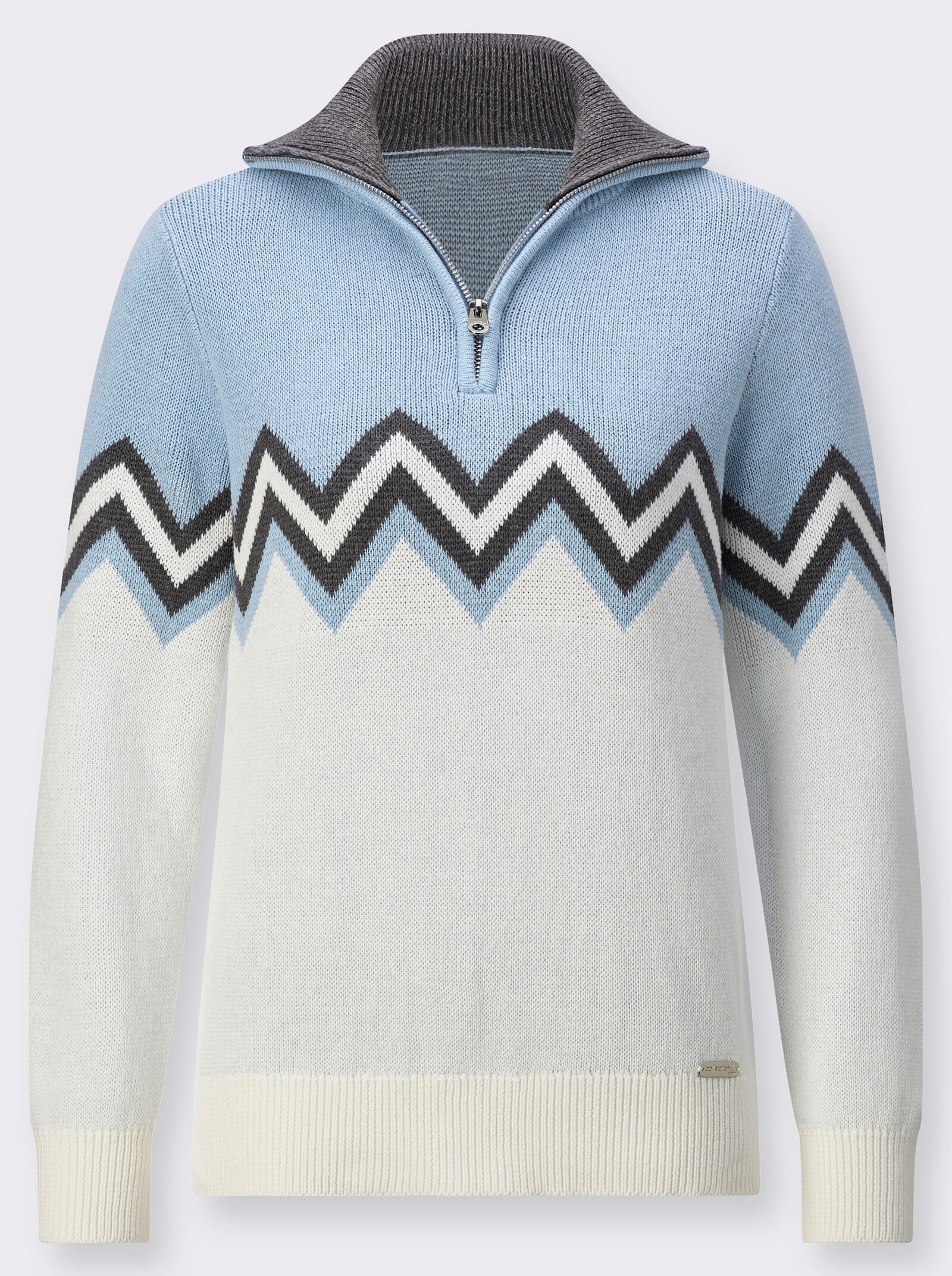 Pullover mit Strickmuster - eisblau-ecru-gemustert