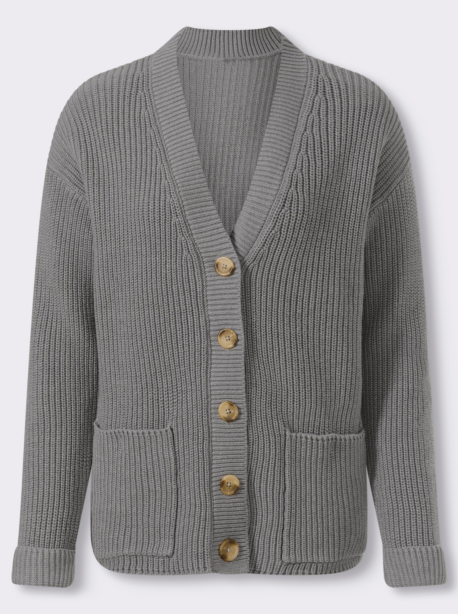 heine Strickjacke mit Taschen - grau-meliert