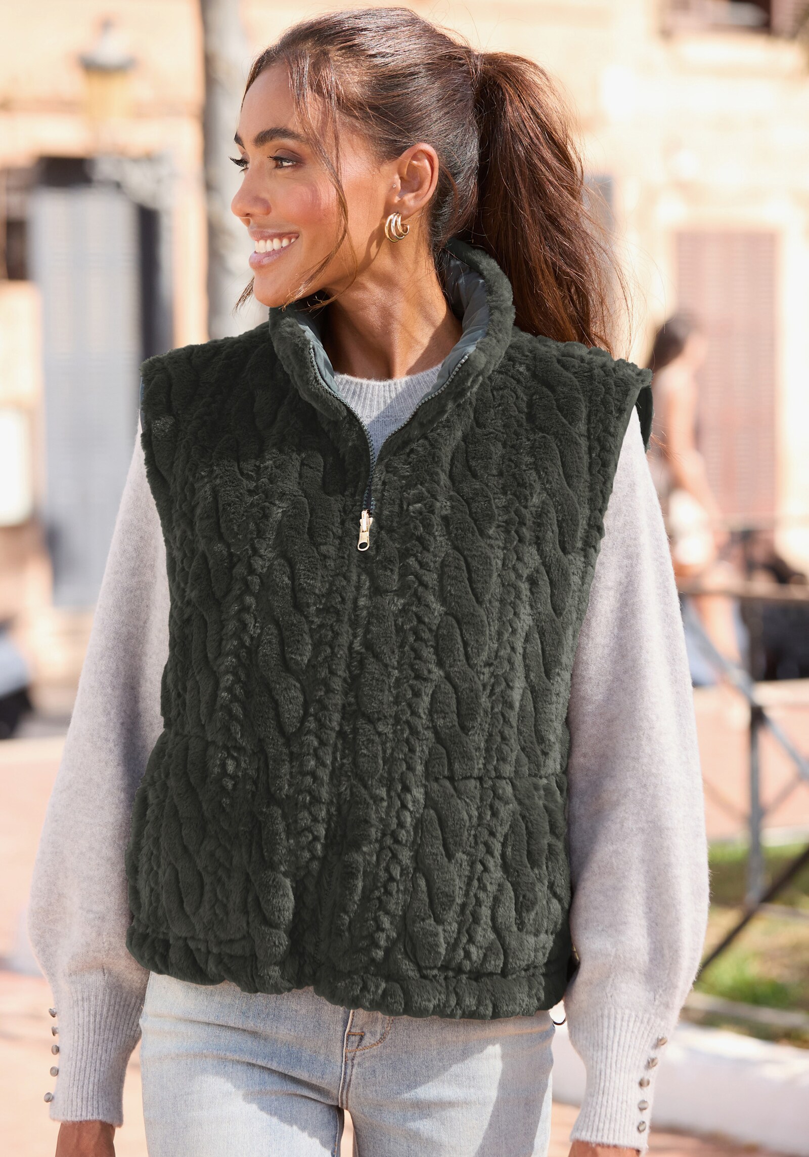 LASCANA Wendeweste - dunkelgrün