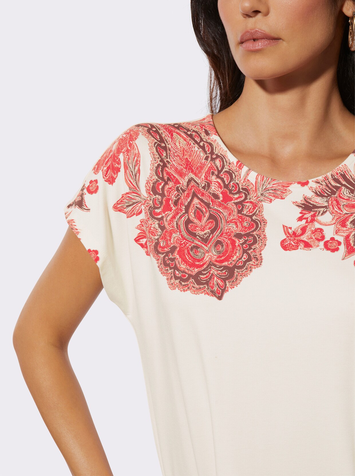 Print-Shirt - champagner-koralle-bedruckt