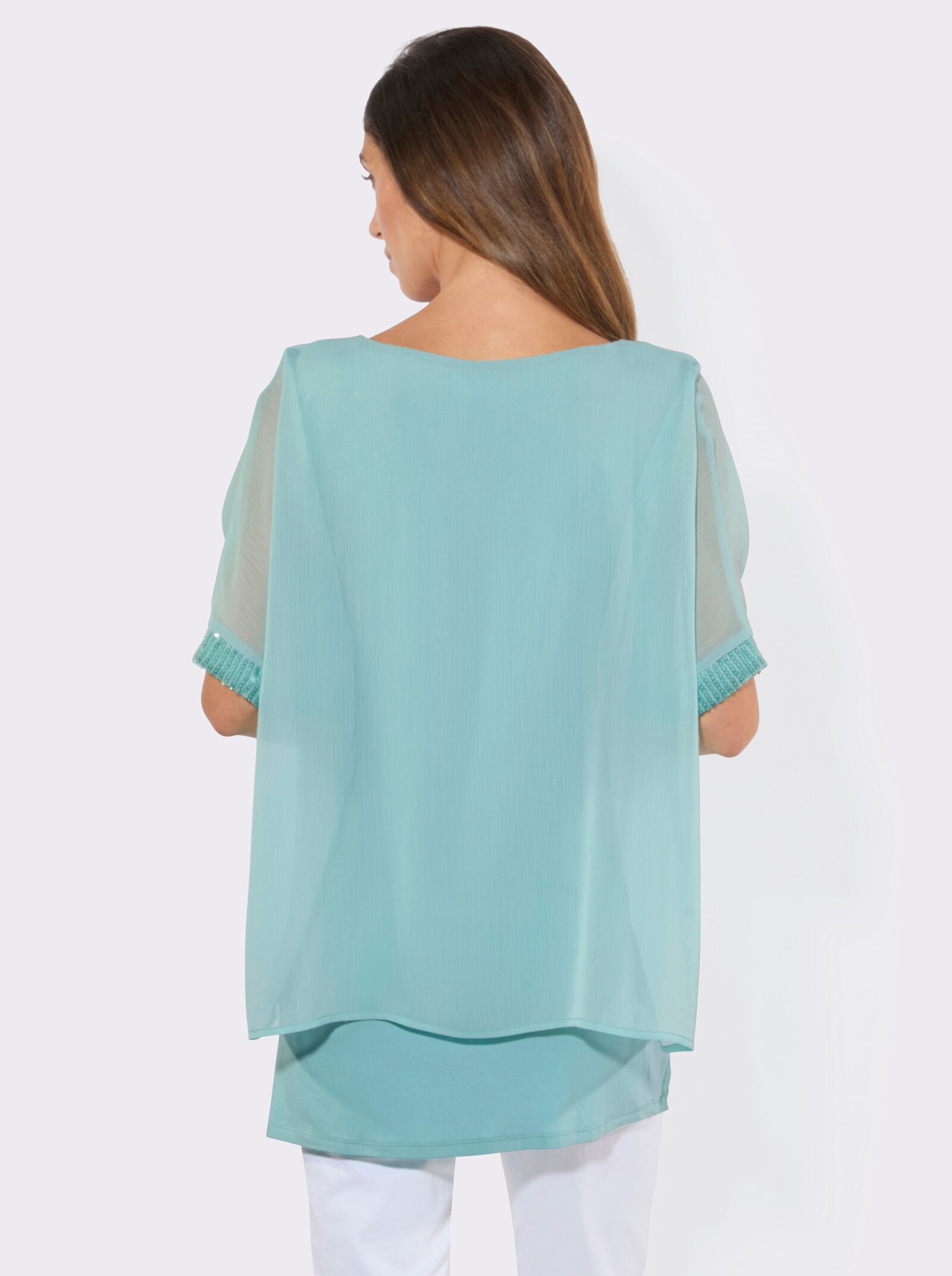 Longbluse in Chiffon-Qualität - mint