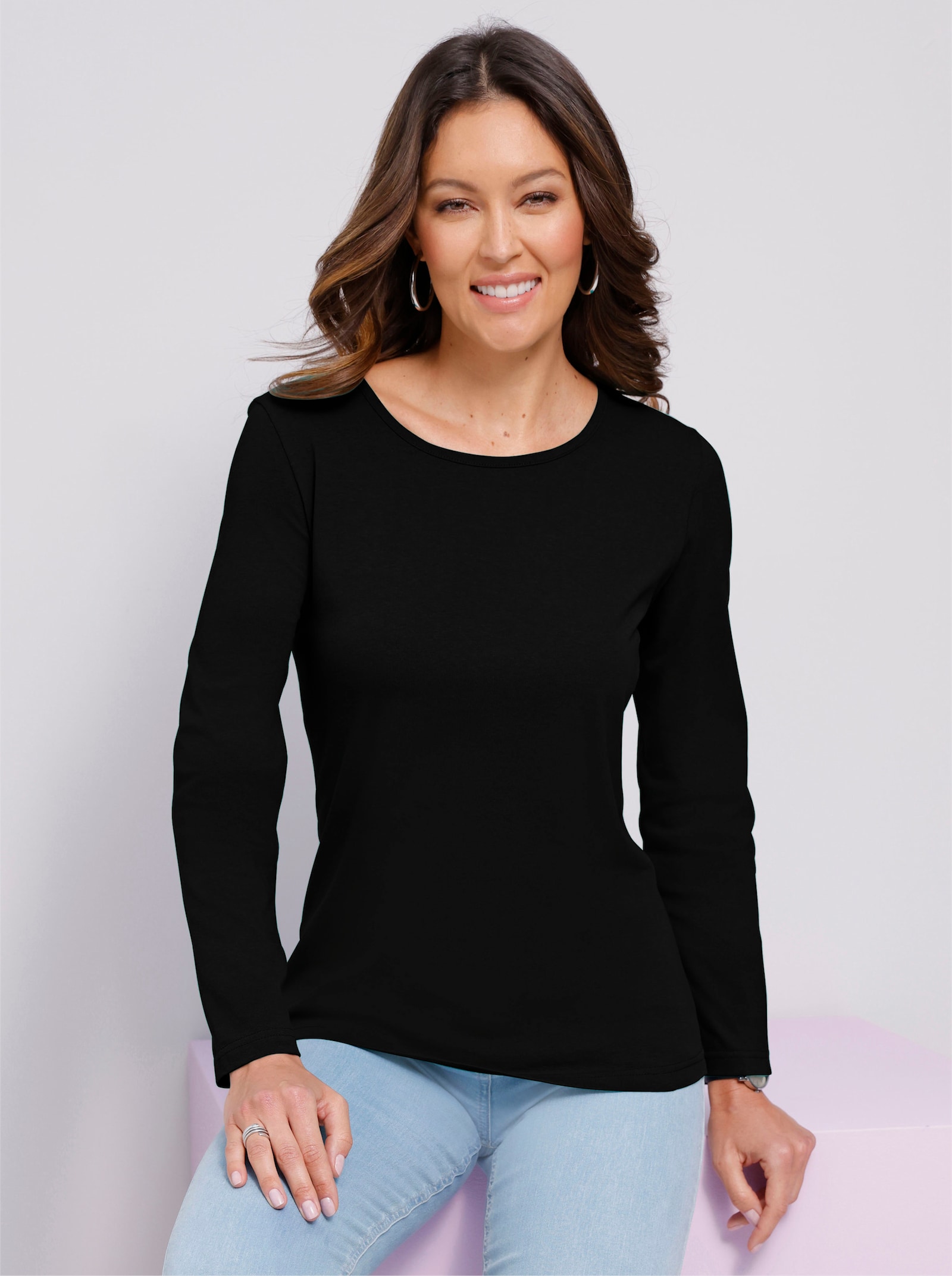 Langarmshirt in reiner Baumwolle - schwarz