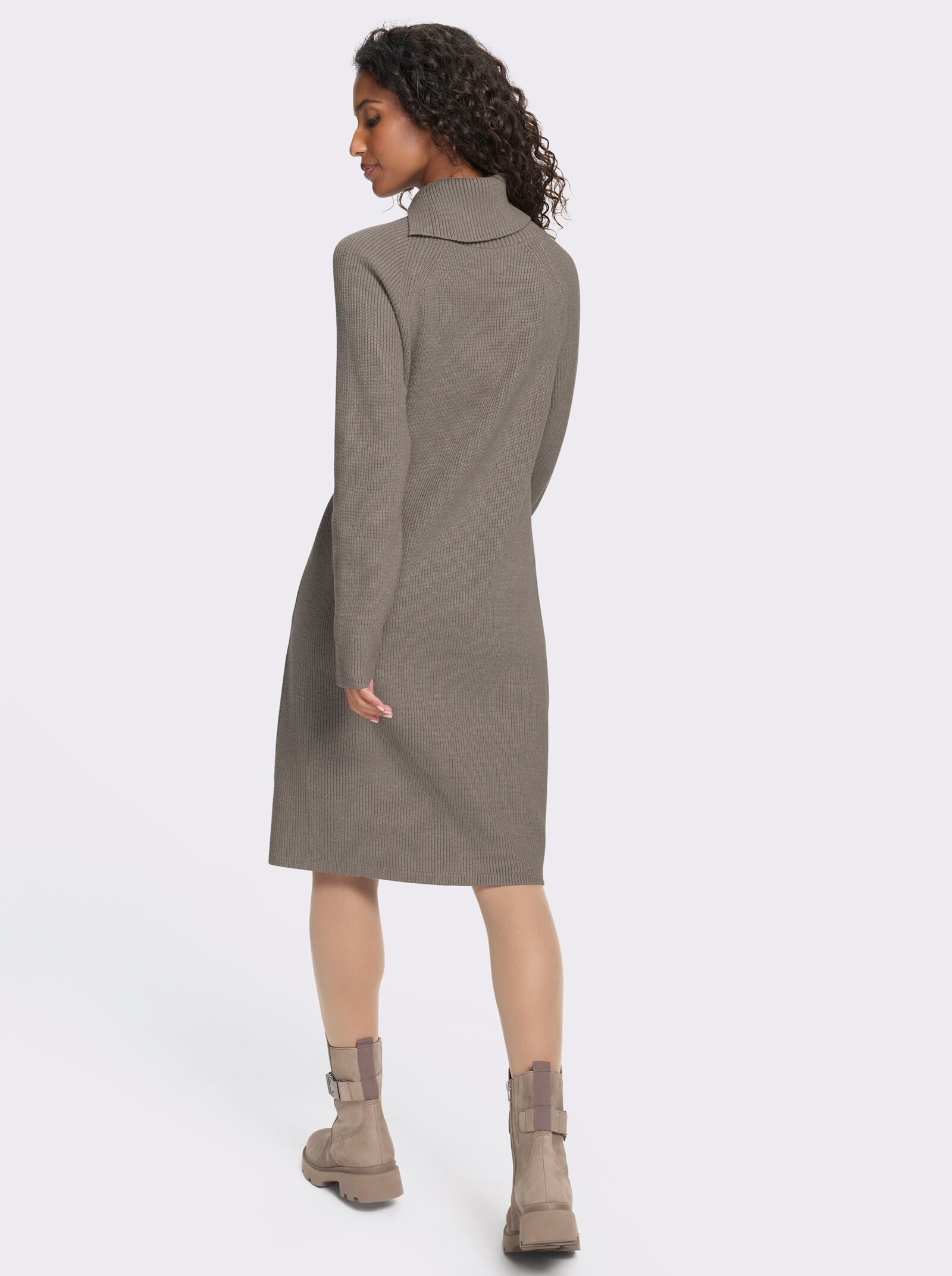 heine Strickkleid mit Umlegekragen - taupe-meliert