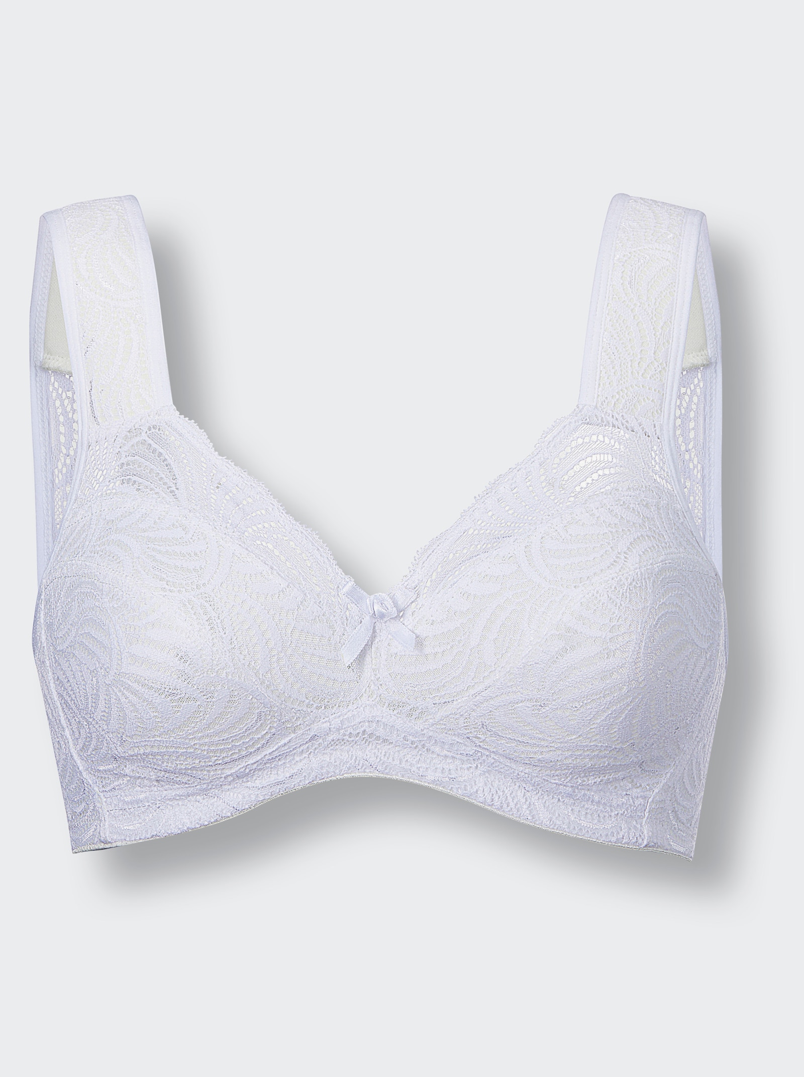 wäschepur BH ohne Bügel aus elastischer Spitze - weiß