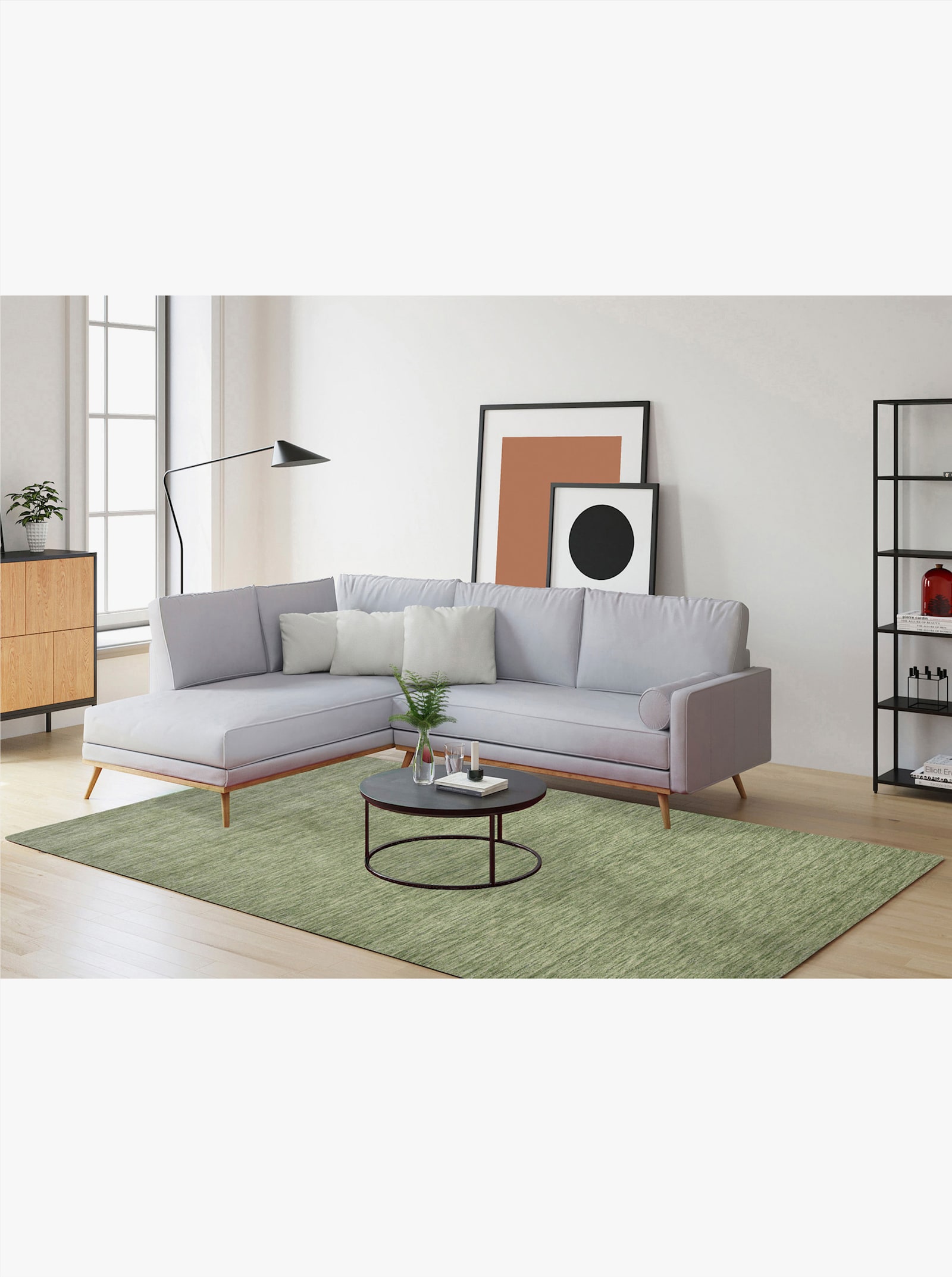 Theko Handwebteppich - hellgrün