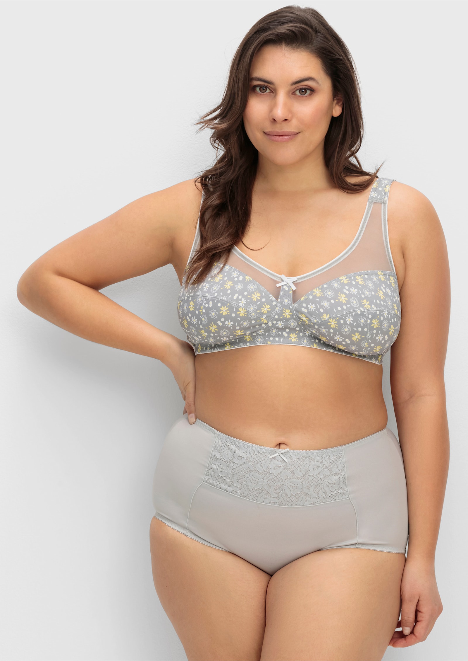 wäschepur Miederslip mit Spitzeneinsatz vorne - silberfarben