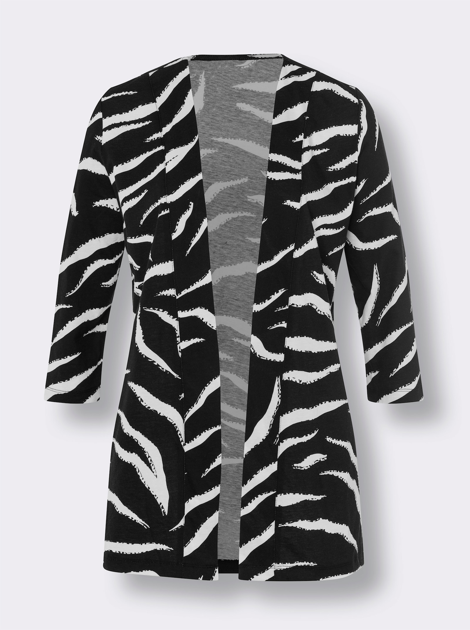Shirtjacke mit Zebra-Muster - schwarz-weiß-bedruckt