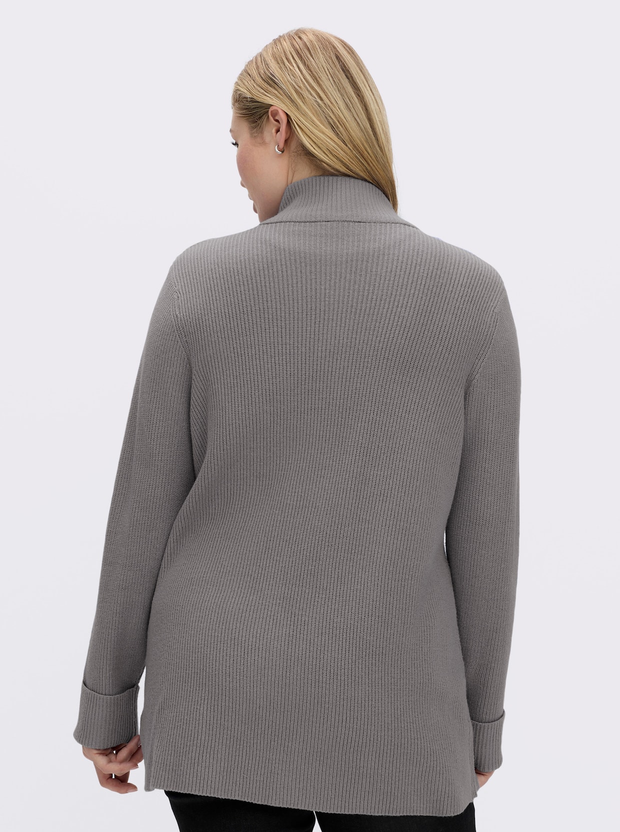 Longstrickjacke - steingrau