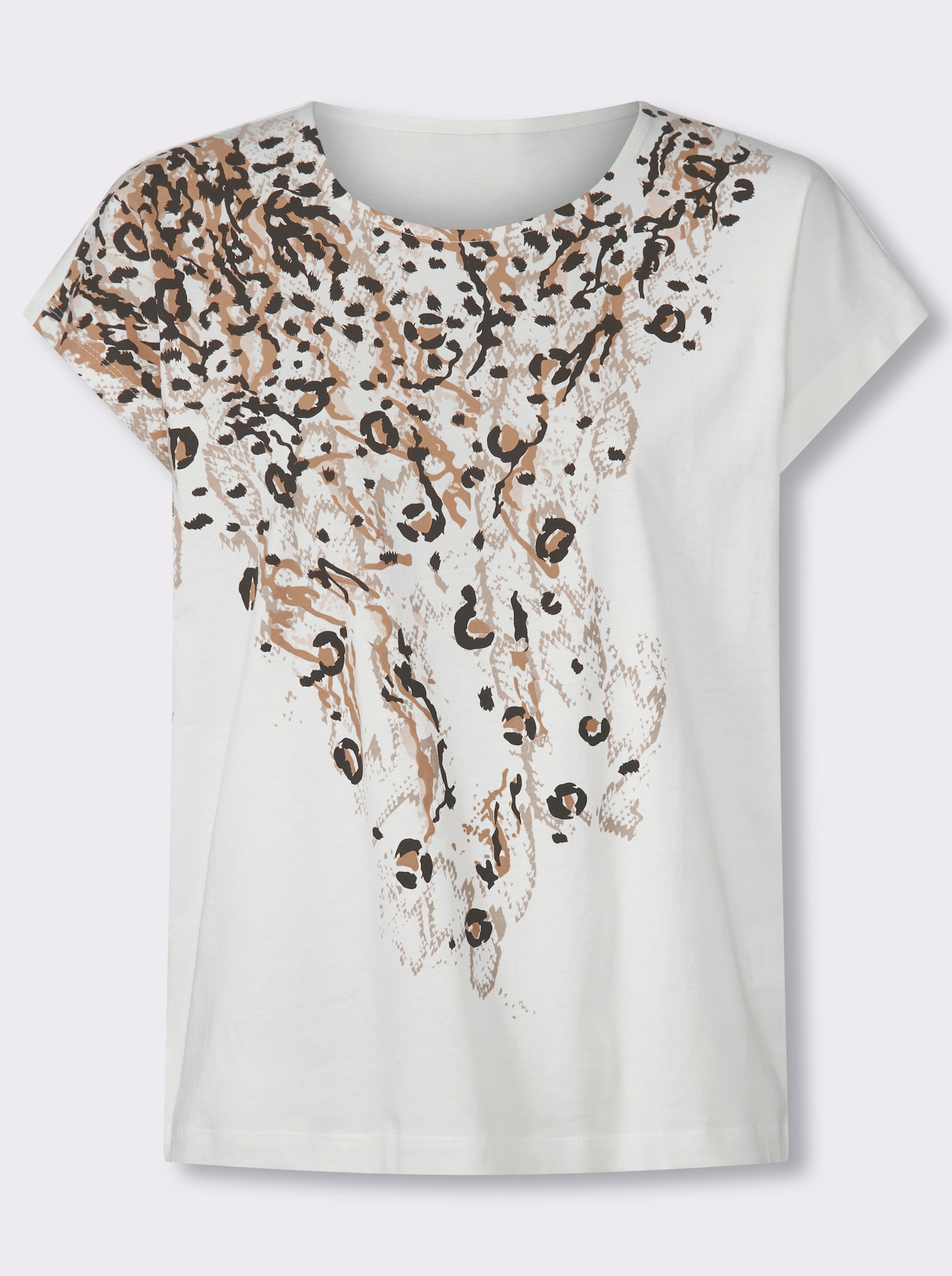 Rundhalsshirt mit Animal-Print - ecru-schwarz-bedruckt