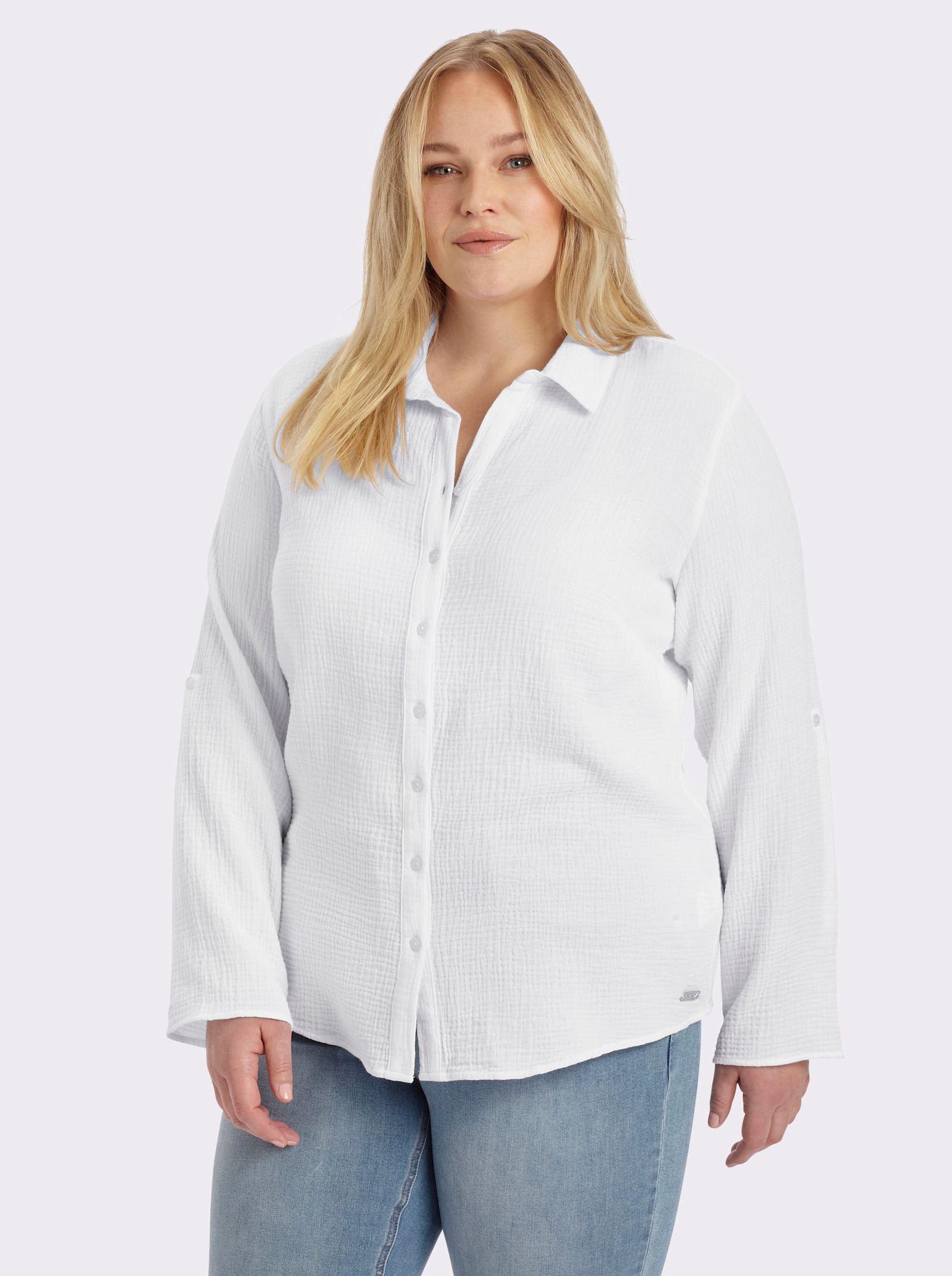 Hemdbluse mit Reverskragen - weiß