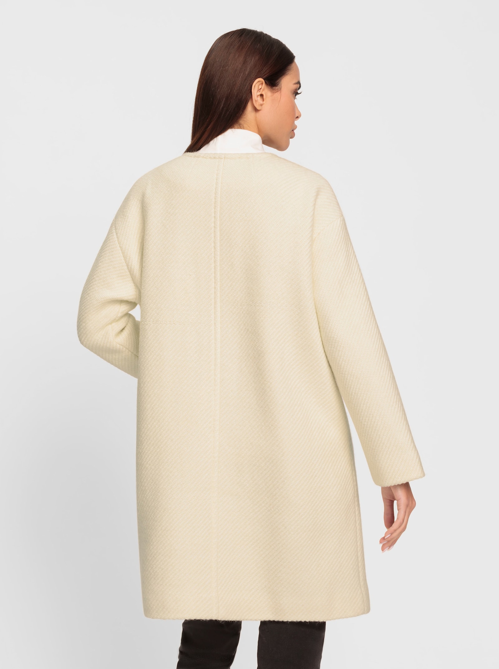 heine Manteau en laine avec patte de boutonnage invisible - écru