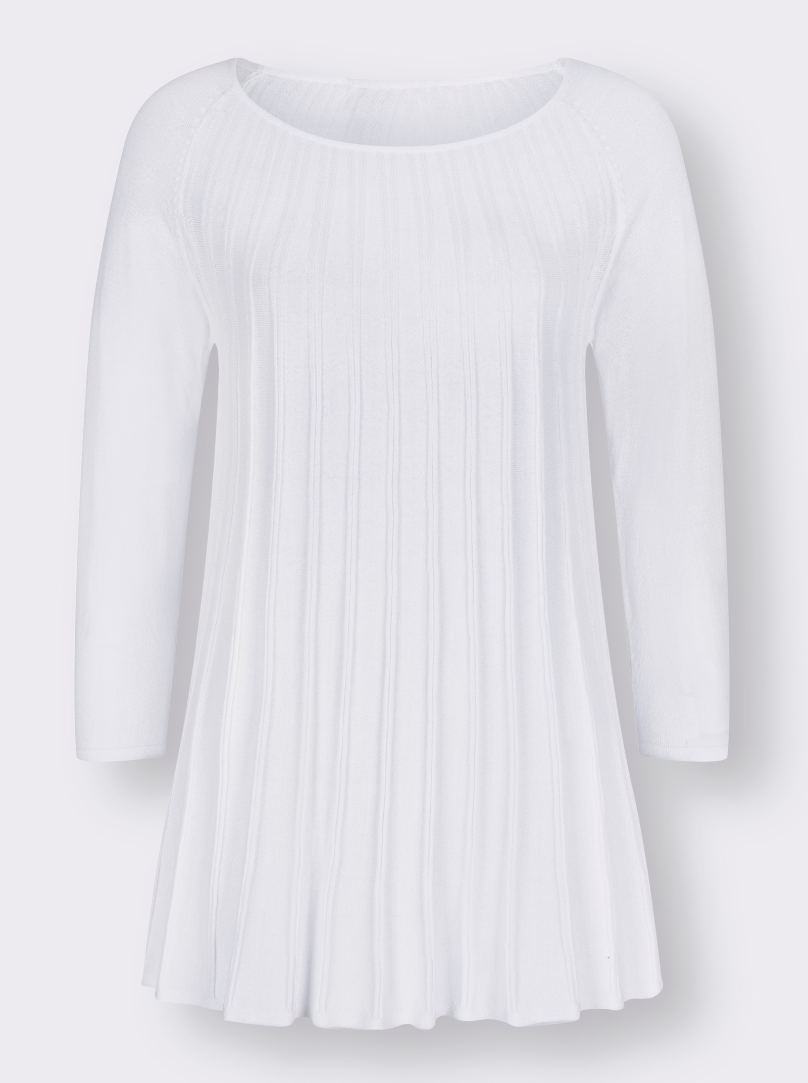 Rundhalspullover in A-Form - weiß
